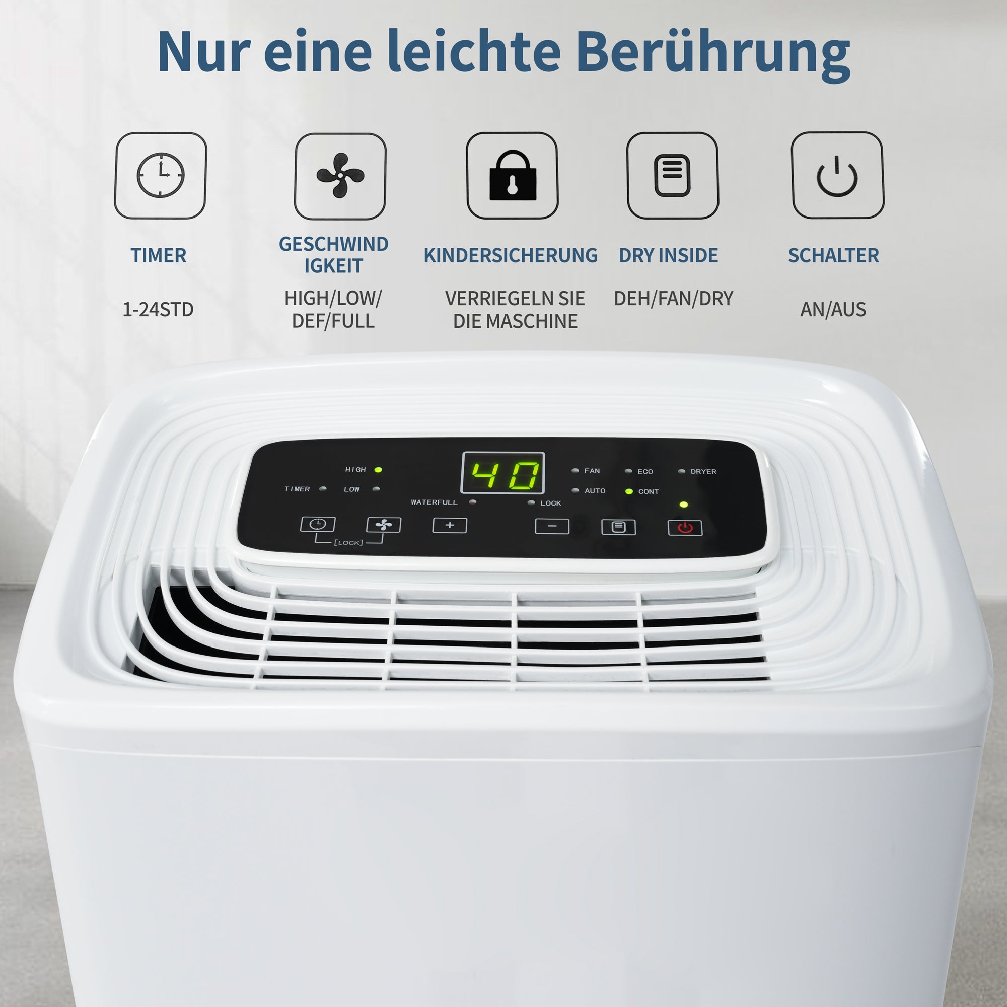 Dehumidifier, 12L/Day 3-in-1 Air Purifier & Clothes Dryer with 24-Hour Timer, LED Display