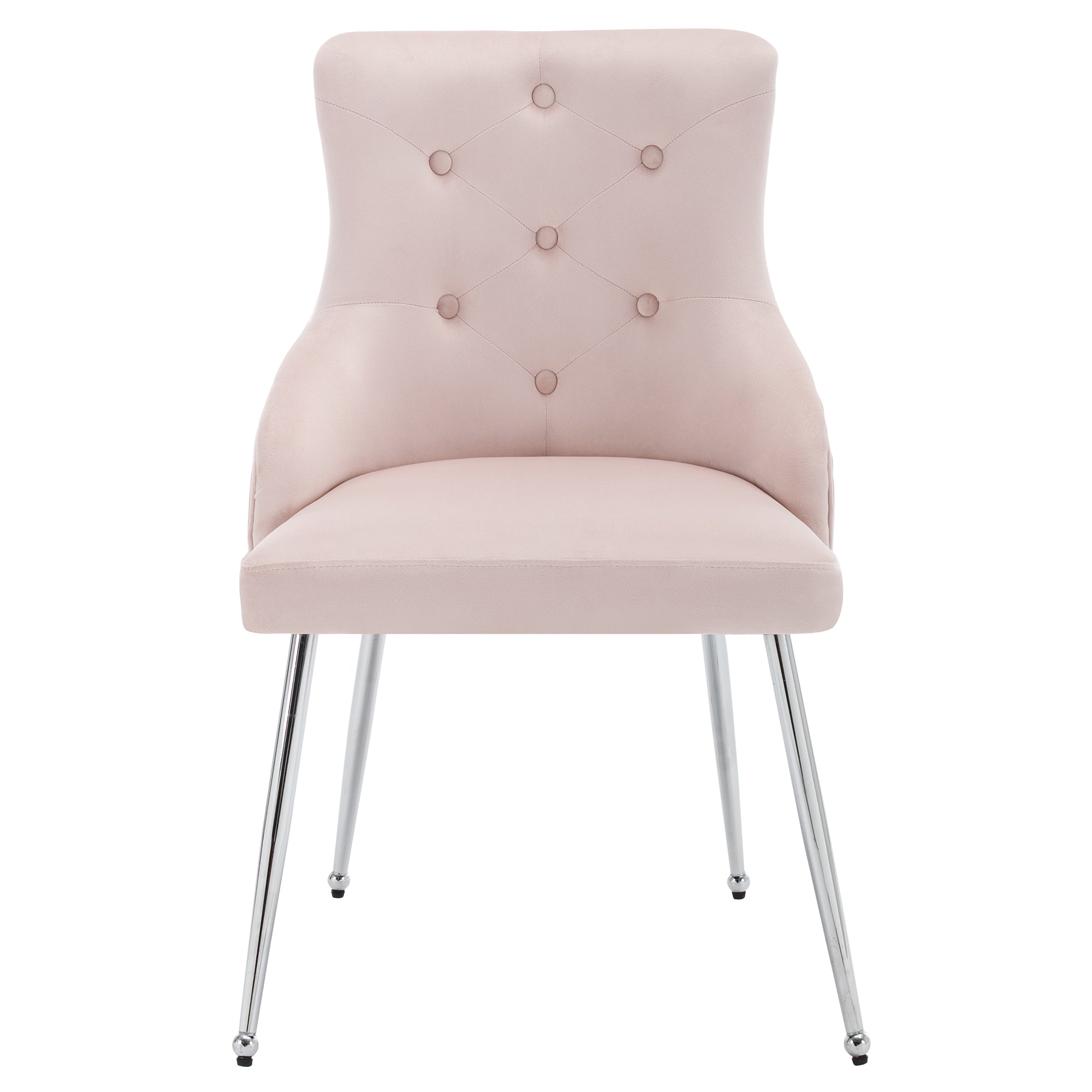 Dining Chairs Set of 2 with Button Pattern and Lumbar Cushion, Pink