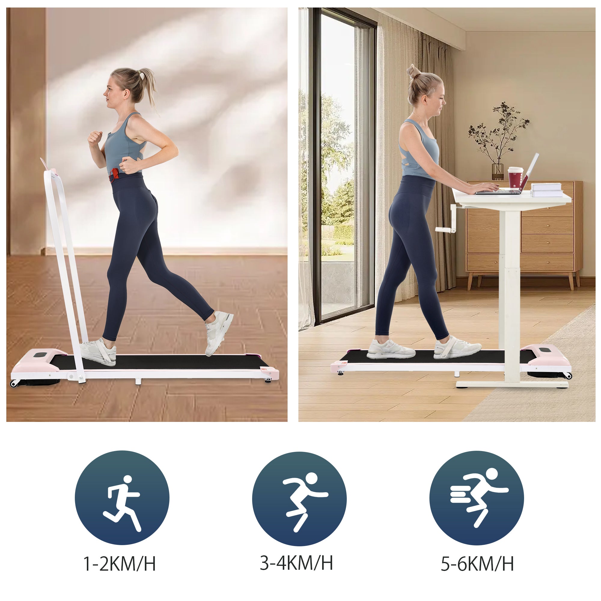 Treadmill, 2-in-1, Remote Control, LED Display, Bluetooth, Foldable