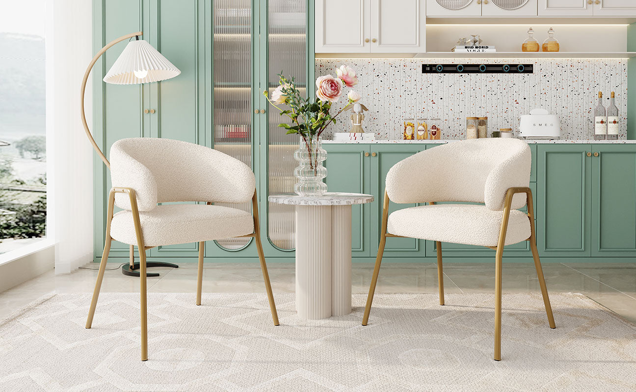 Dining Chair (set of 2), modern lamb velvet, gold finish