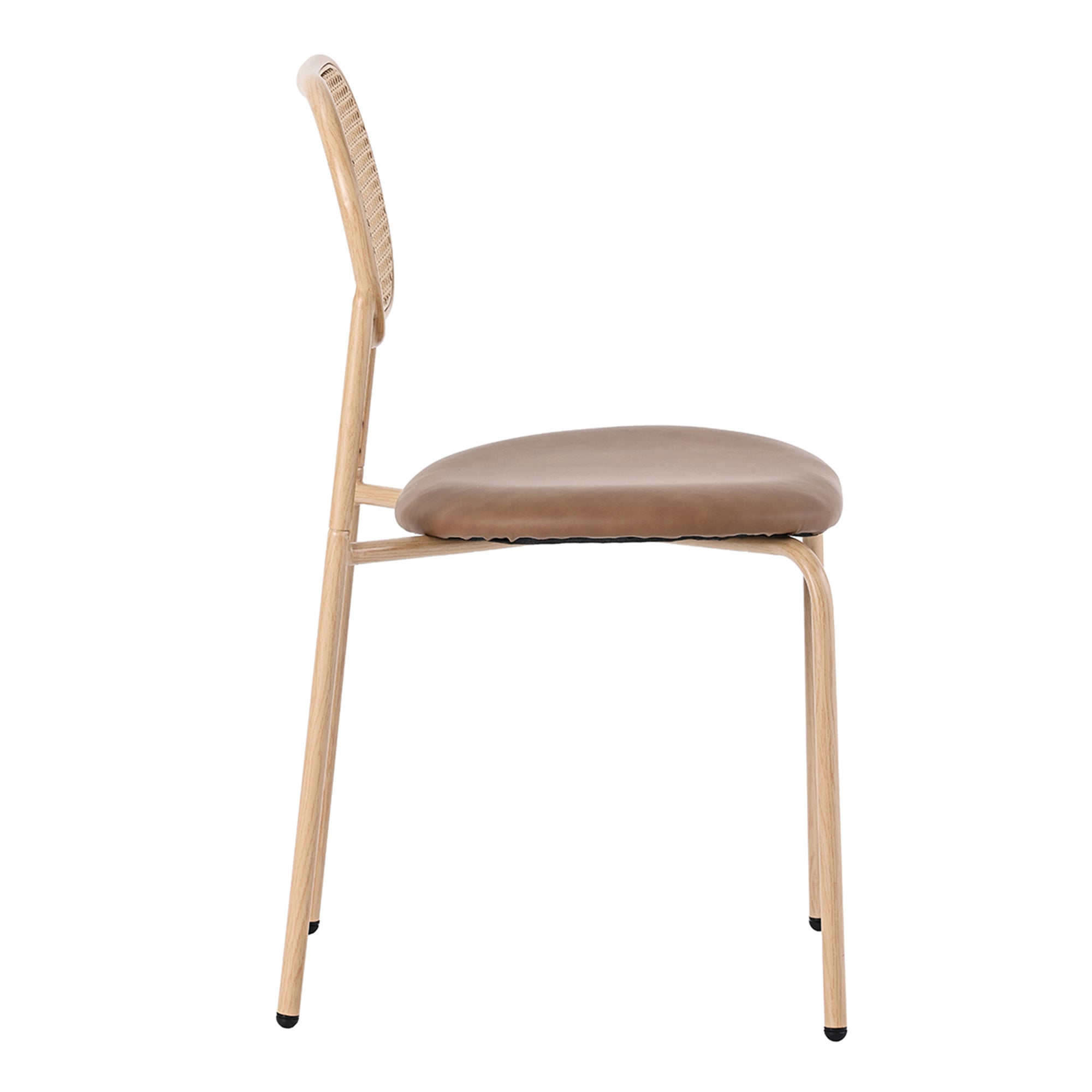 Dining Chairs, Set of 4, Modern Leisure with Metal Legs, Rattan, Brown