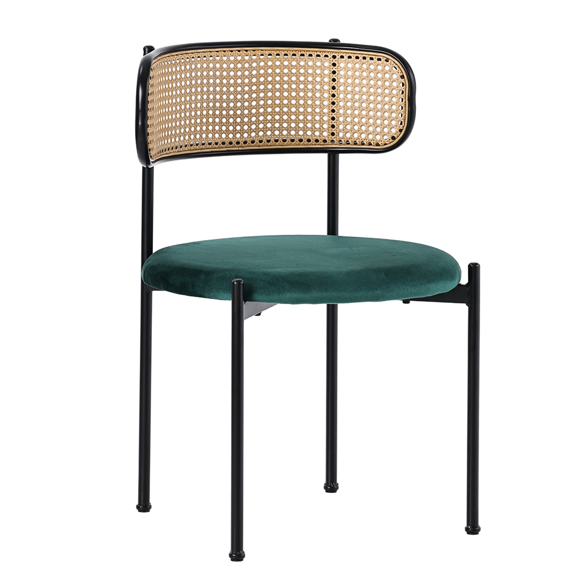 Velvet Dining Chair Set of 2, Modern Leisure Chair with Metal Legs, Green