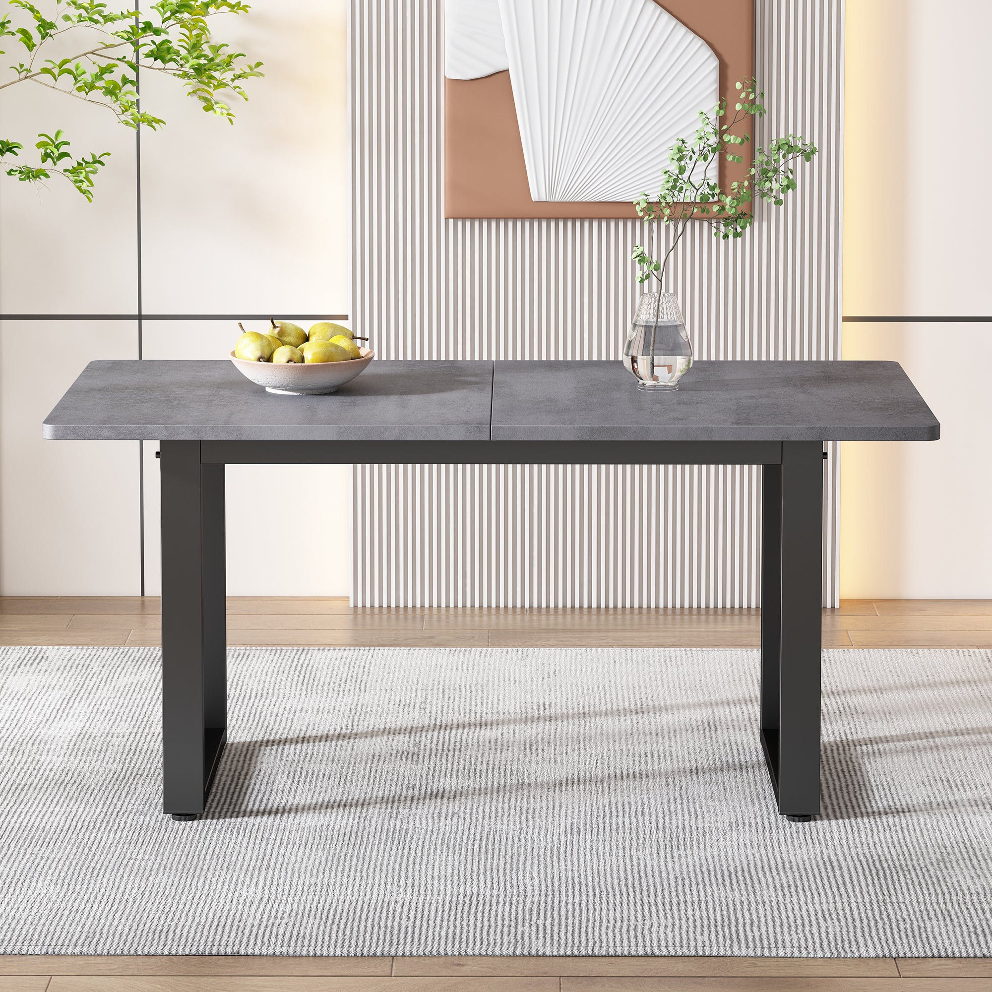 Dining Table Industrial Style Rectangular Iron - Grey