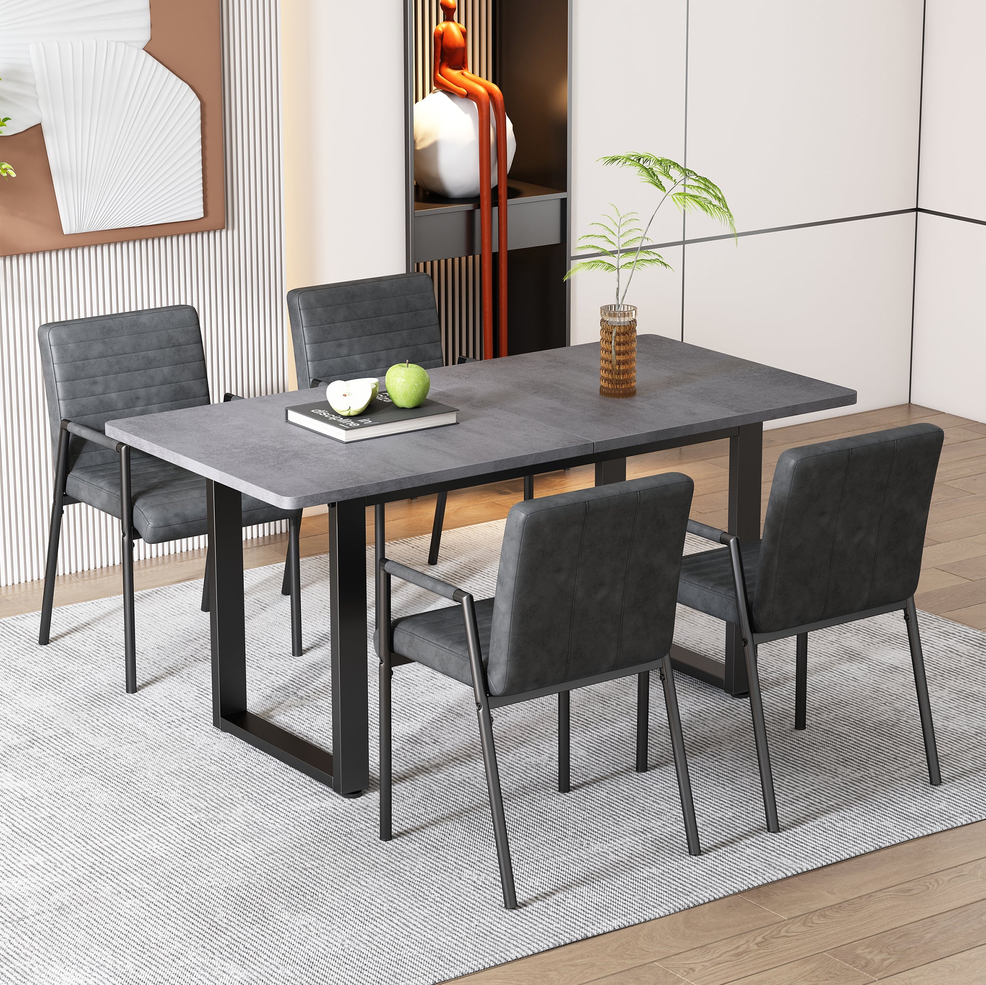 Dining Table Industrial Style Rectangular Iron - Grey