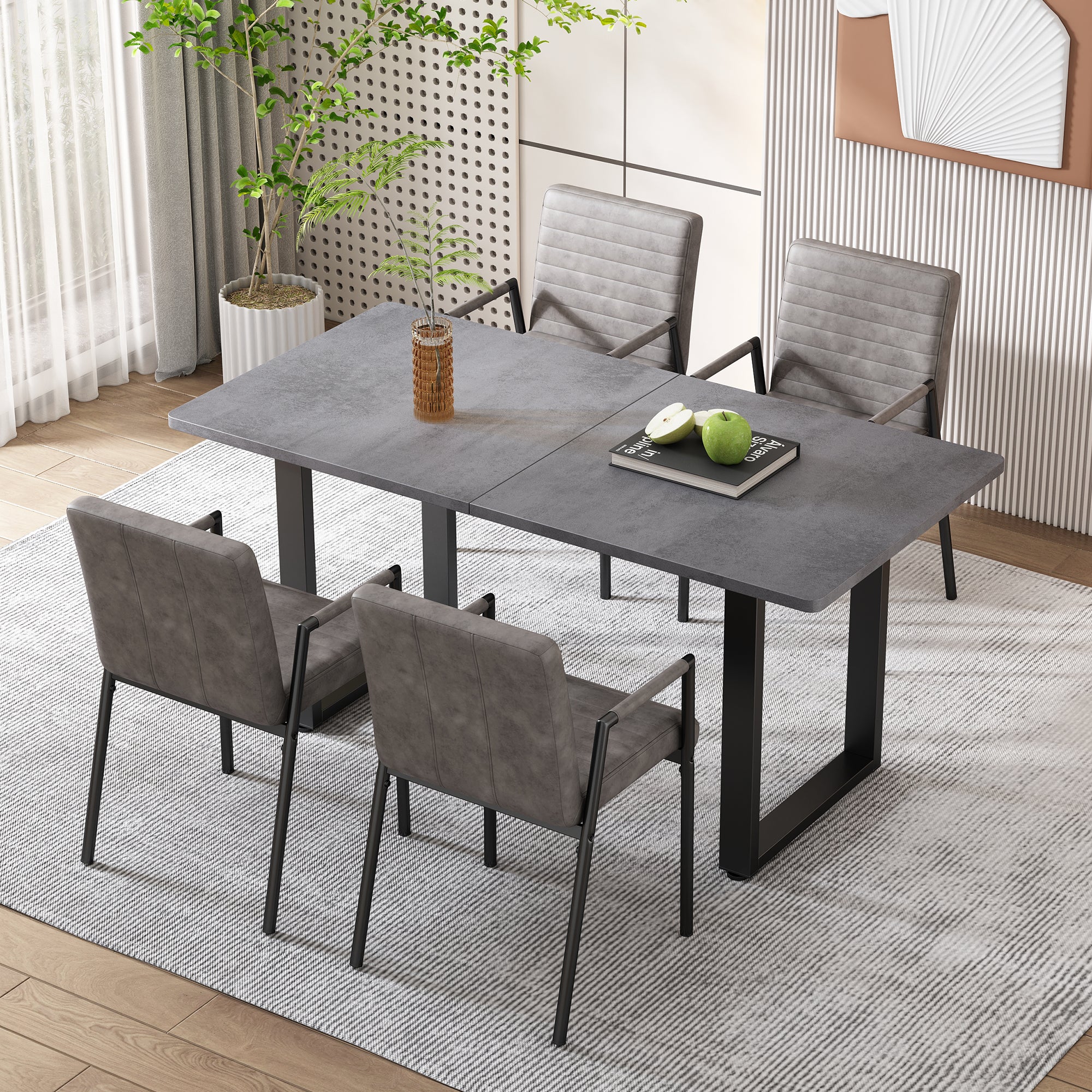Dining Table Industrial Style Rectangular Iron - Grey