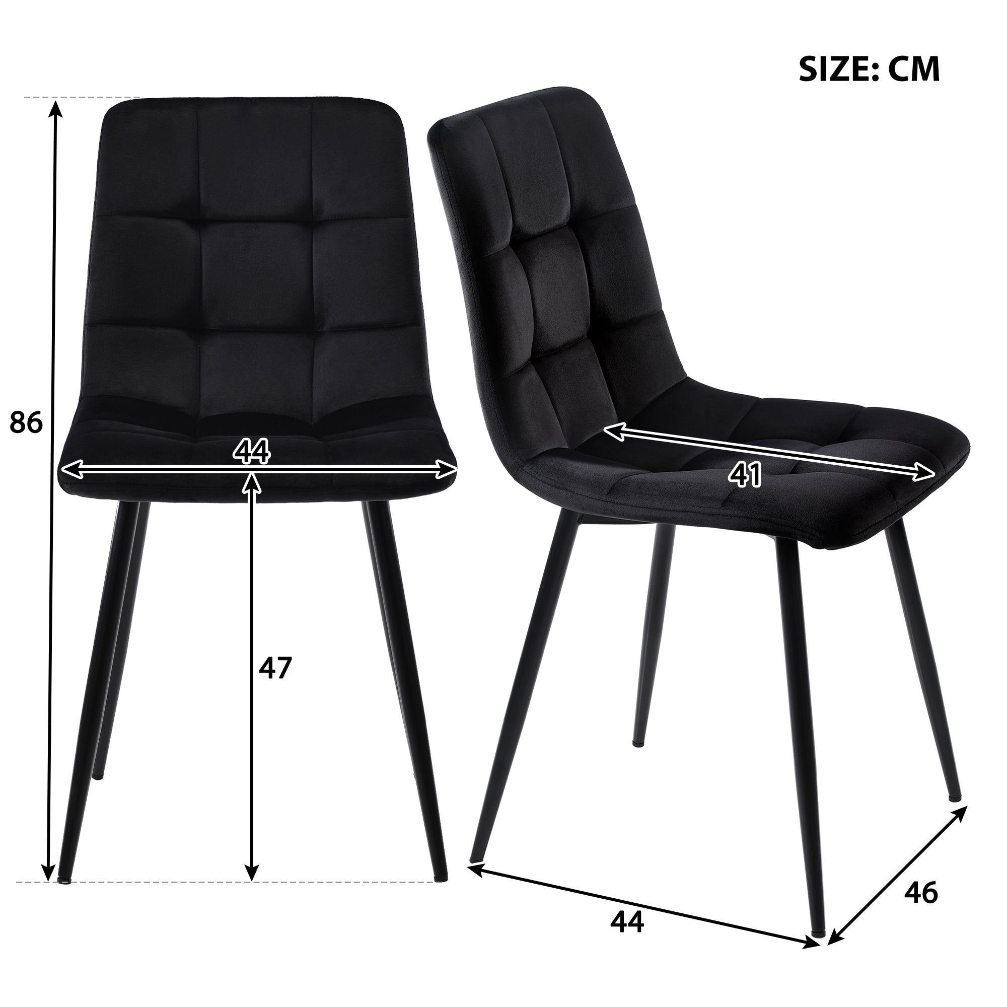 Dining Table Set, 140x80cm with 4 Chairs, Black Velvet & Iron