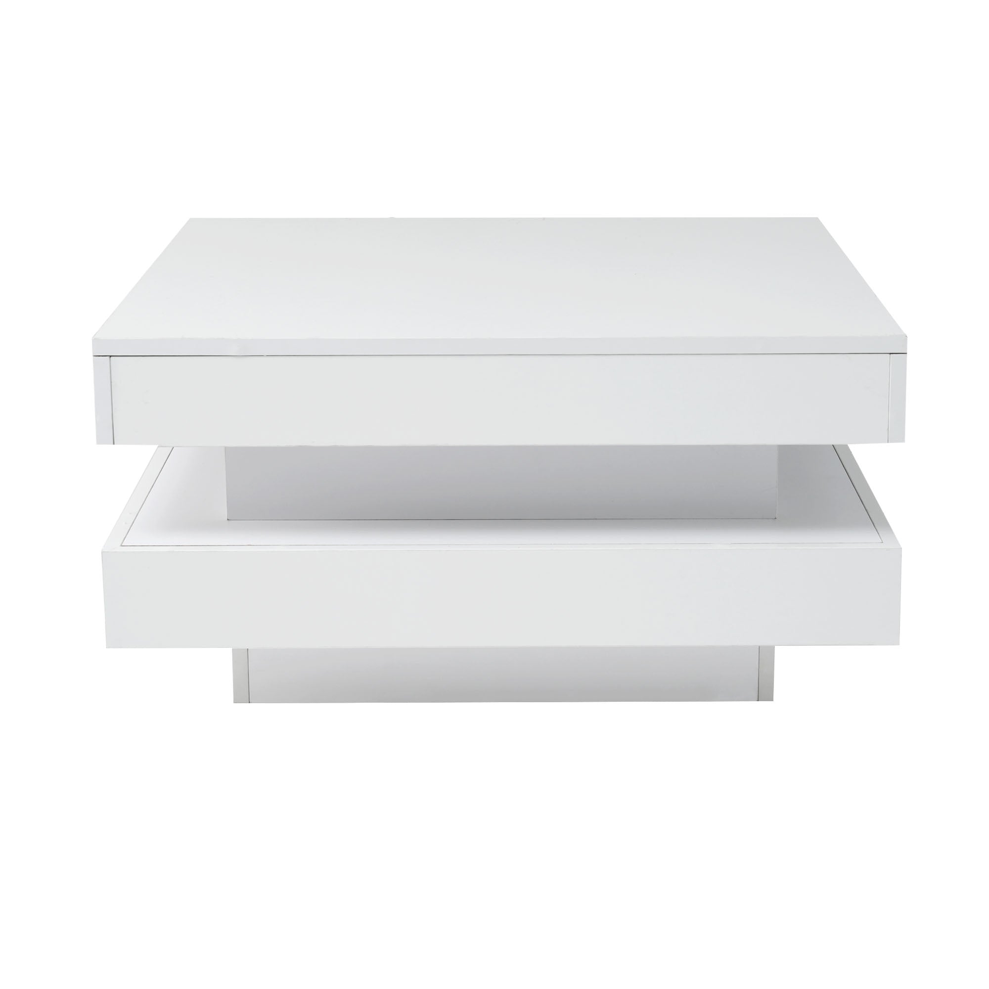Square Coffee Table, Bluetooth LED Strip, 70x70x36 cm, White