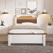 Single Bed Wooden Pine Wood Frame with MDF Head/Footboard 90x200 cm, White