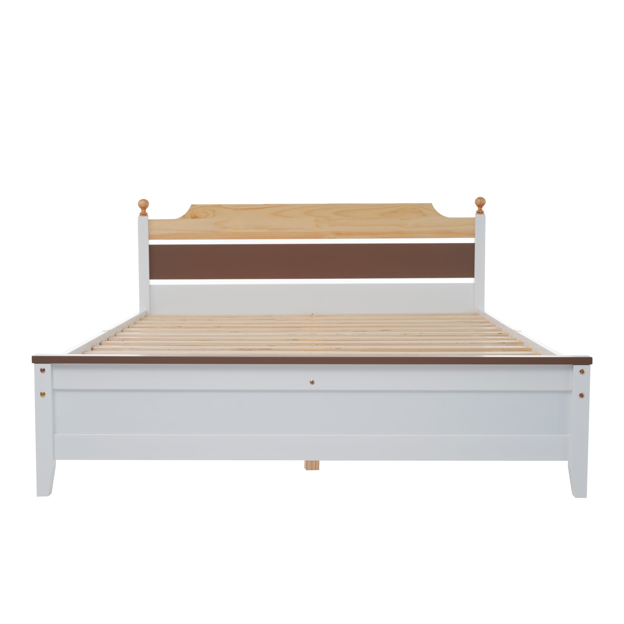 Double Bed, Wooden Pine Frame, MDF Headboard & Footboard, White