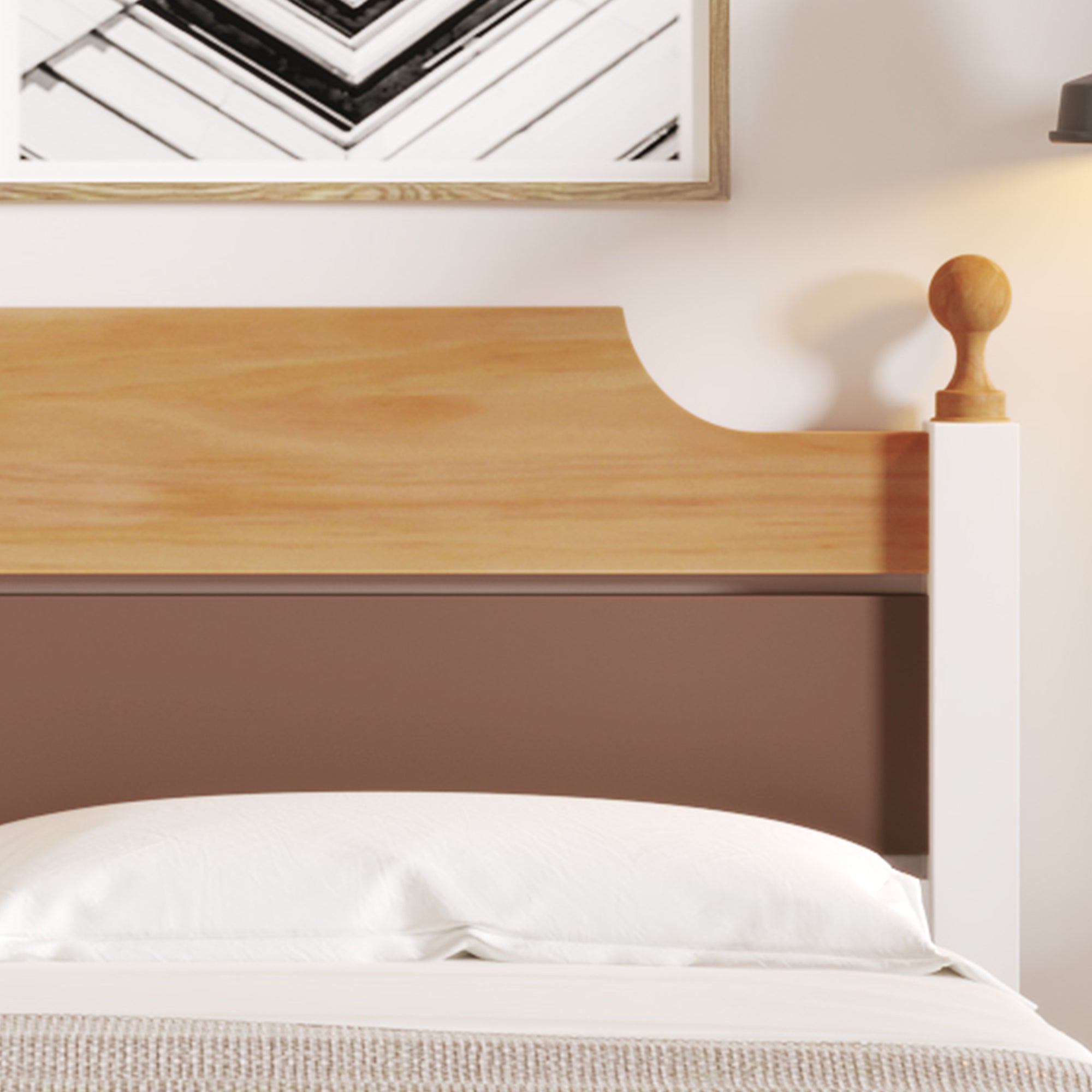 Double Bed, Wooden Pine Frame, MDF Headboard & Footboard, White