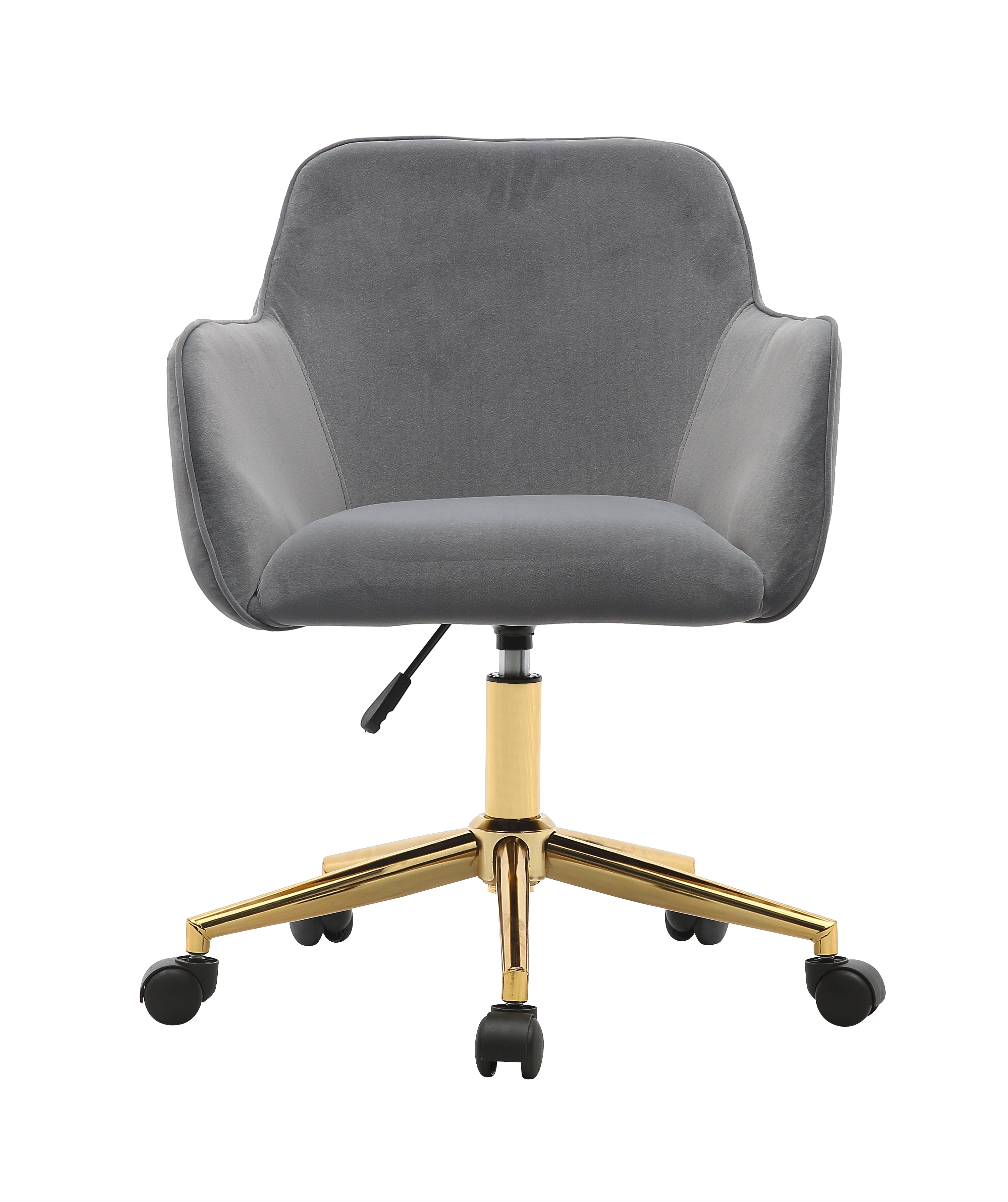 Velvet Swivel Chair, Height-Adjustable for Office Use, Grey with Golden Legs