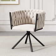 Leisure Swivel Chair with Four Metal Support Legs, Beige Velvet