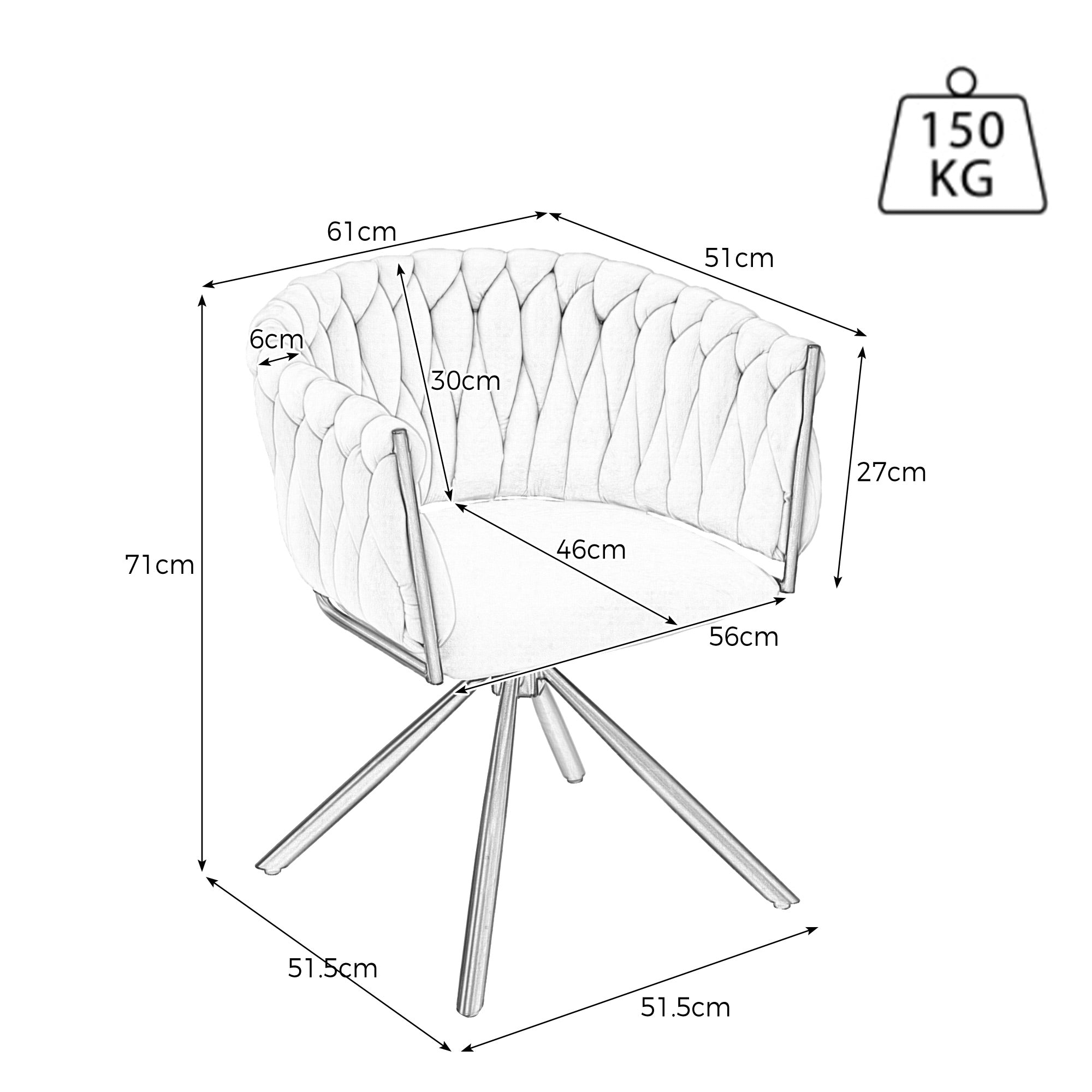Velvet Dining Chair (Set of 4), Swivel Leisure Chair with Four Metal Support Legs, Beige