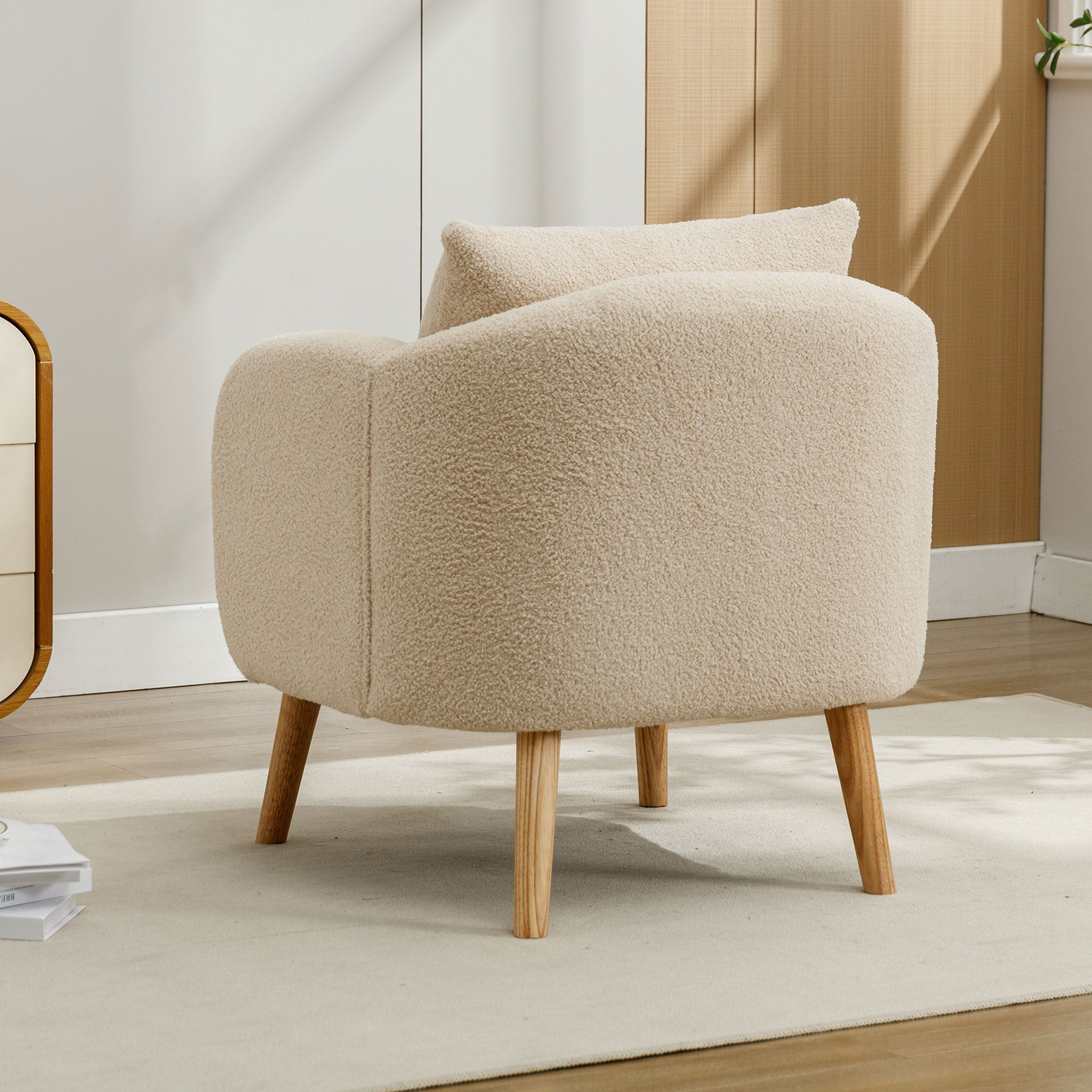 Teddy Velvet Armchair, Extra Thick Cushion, Solid Wood Leg