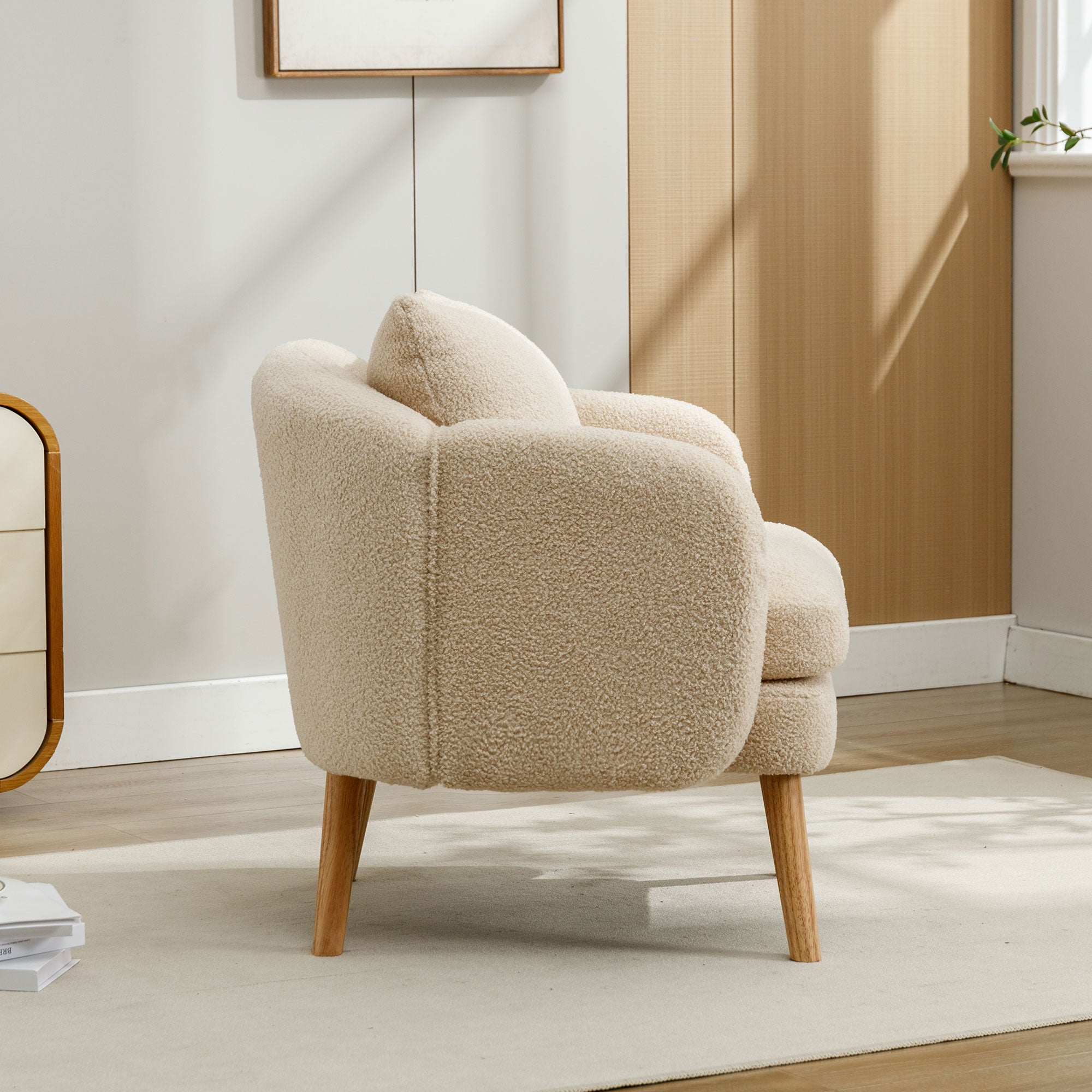 Teddy Velvet Armchair, Extra Thick Cushion, Solid Wood Leg