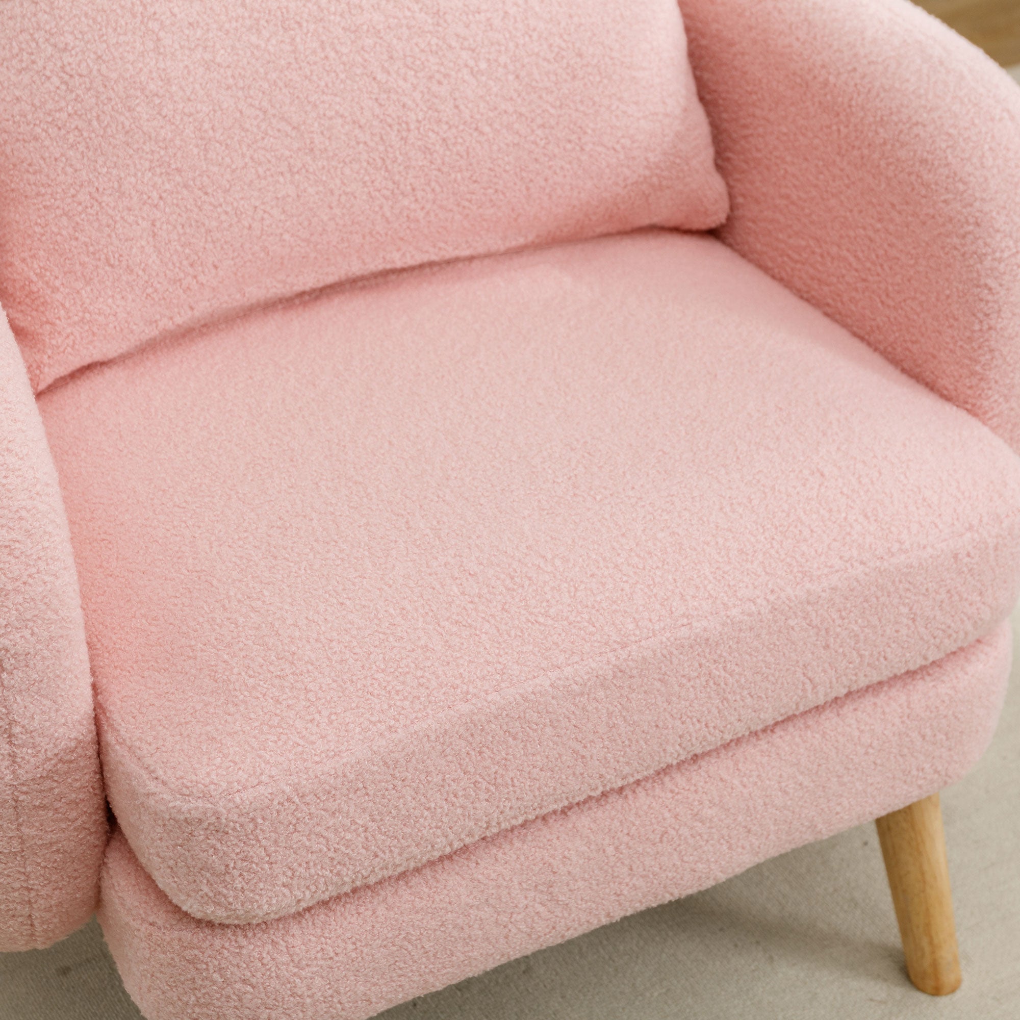 Teddy Velvet Armchair, Modern Simple Thick Cushion, Solid Wood Leg
