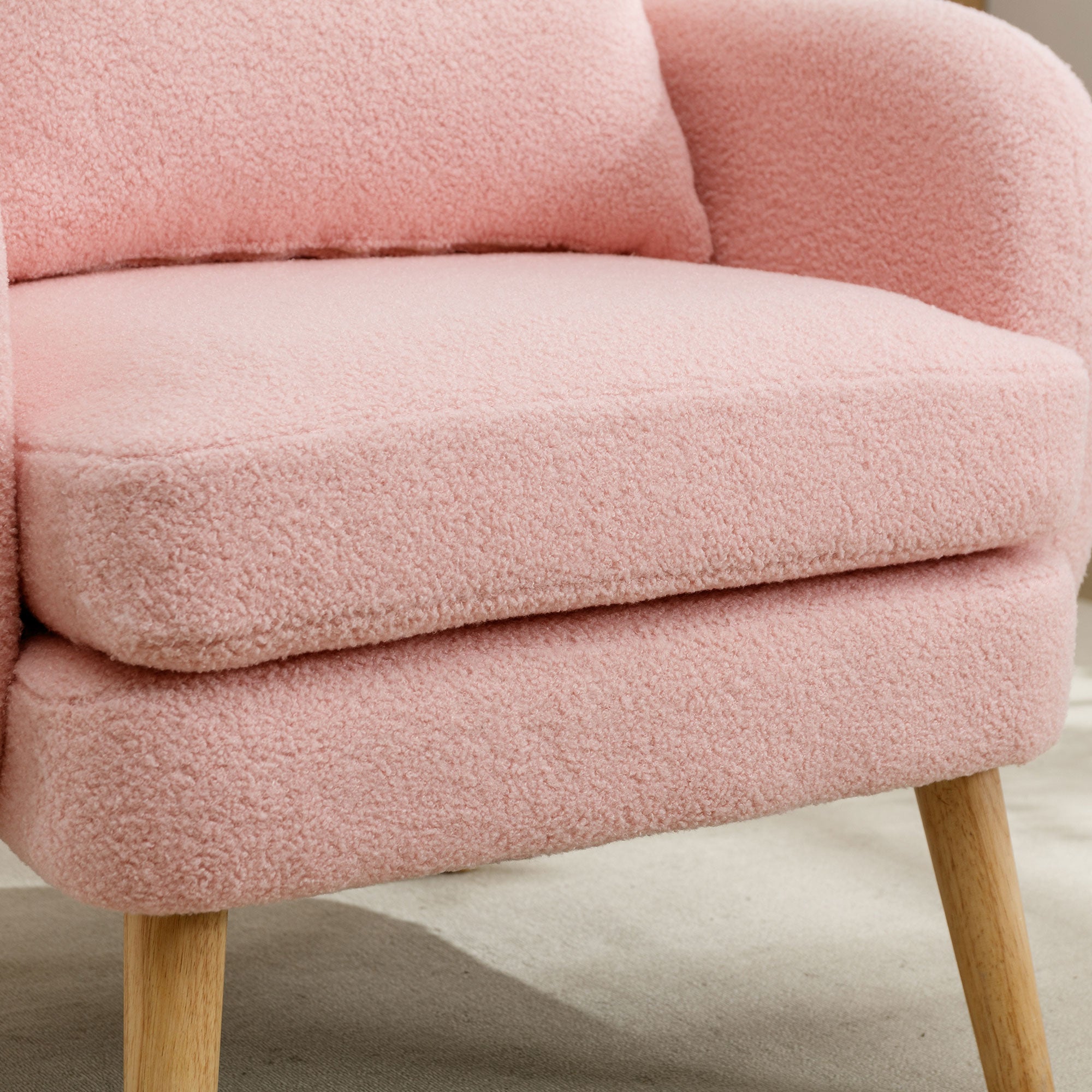 Teddy Velvet Armchair, Modern Simple Thick Cushion, Solid Wood Leg