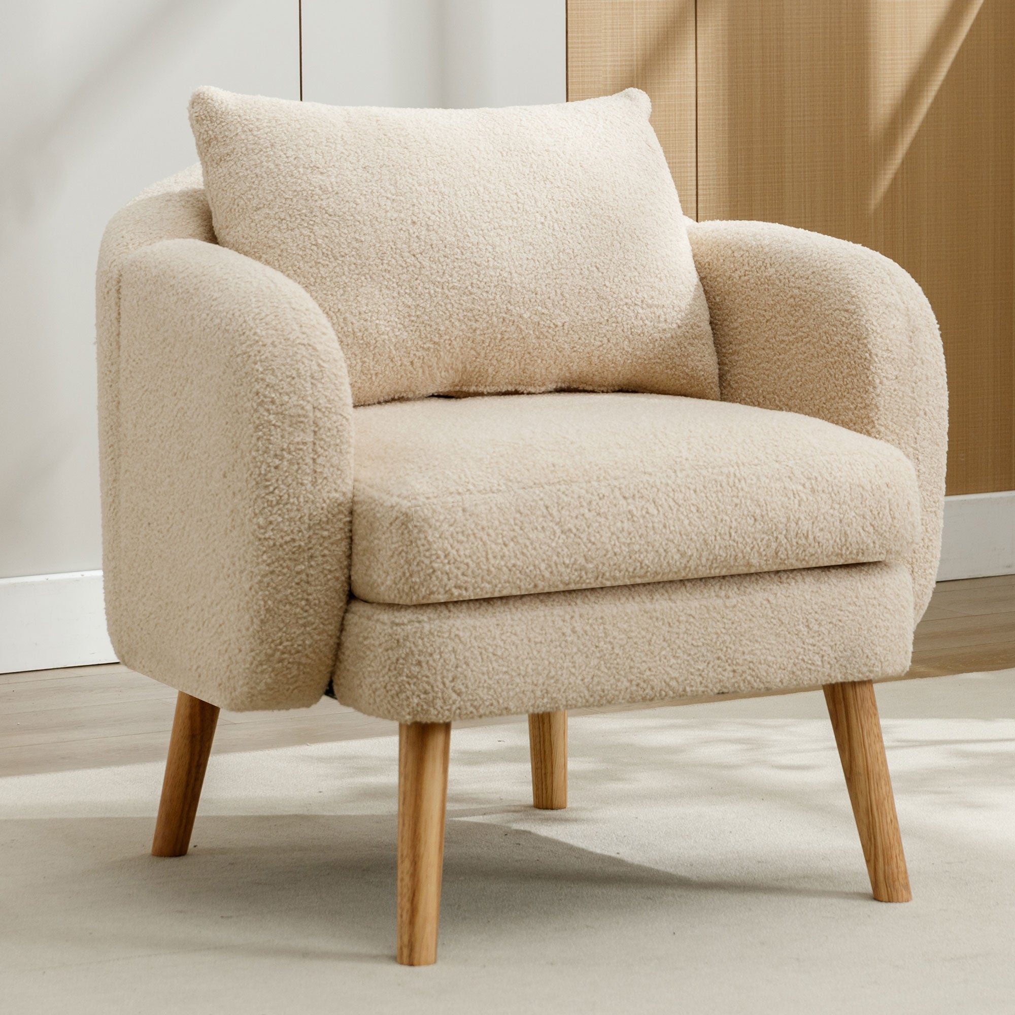Teddy Velvet Armchair, Extra Thick Cushion, Solid Wood Leg