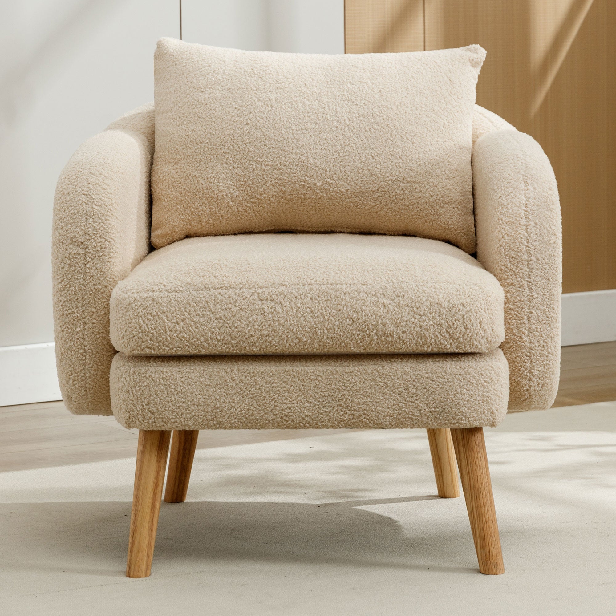 Teddy Velvet Armchair, Extra Thick Cushion, Solid Wood Leg