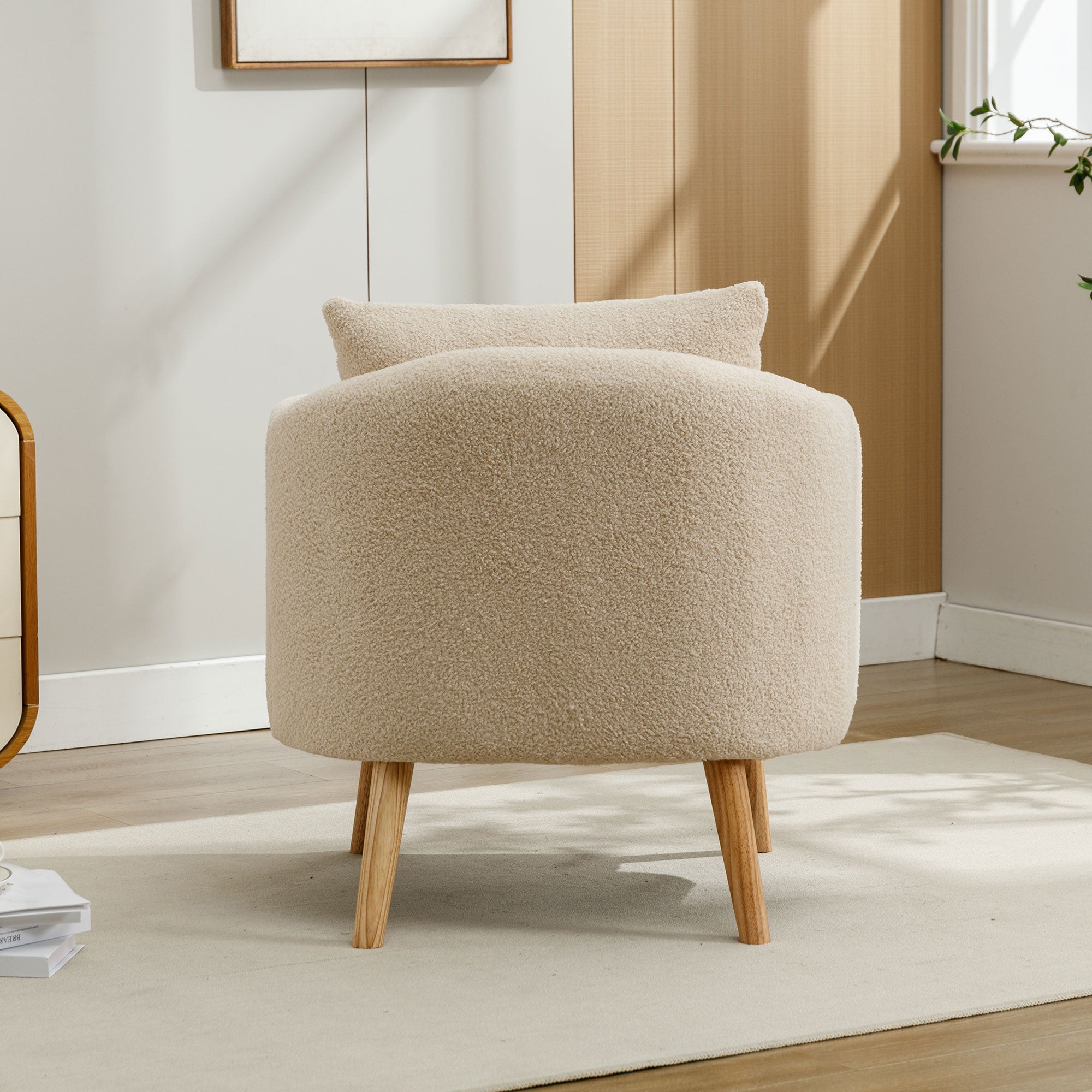 Teddy Velvet Armchair, Extra Thick Cushion, Solid Wood Leg