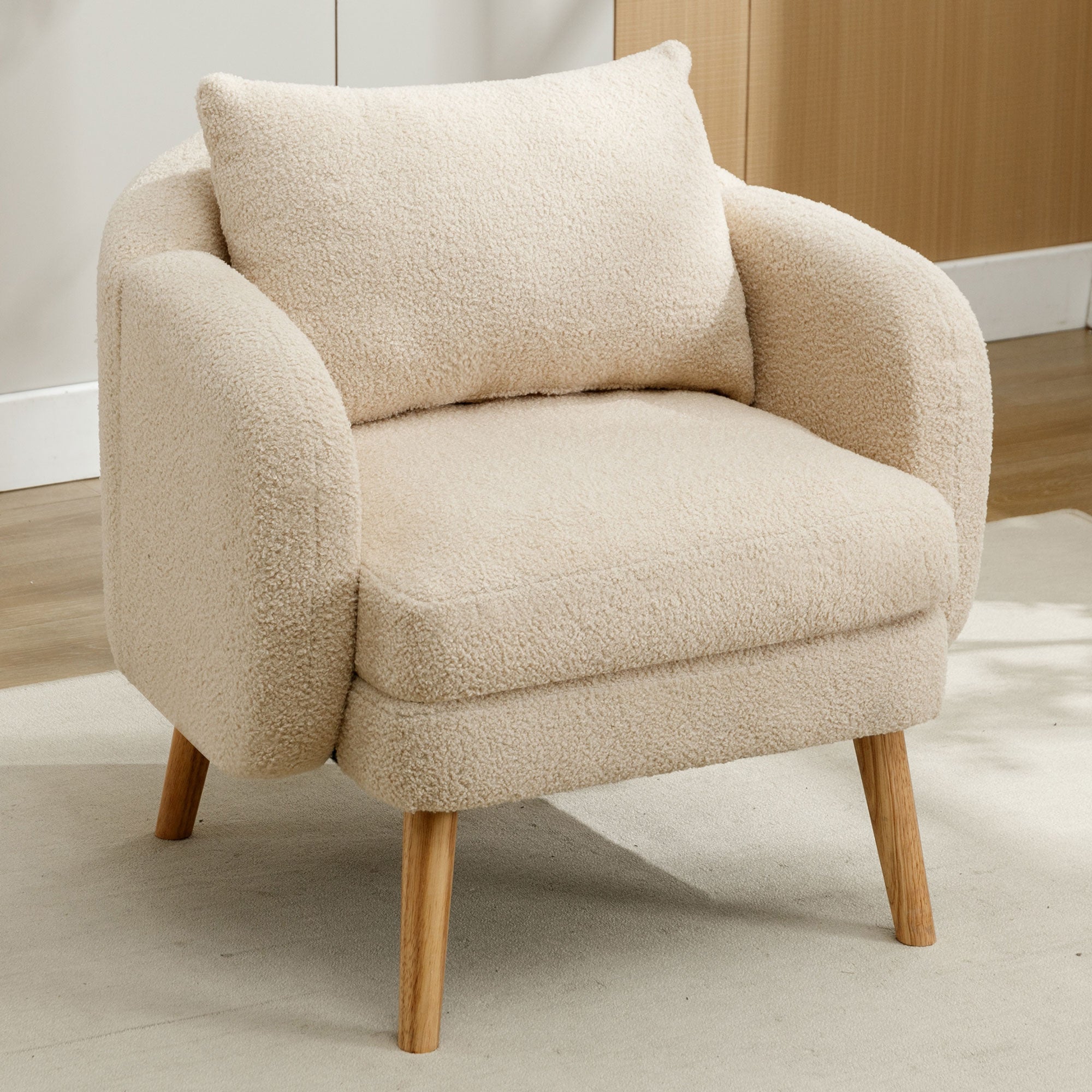 Teddy Velvet Armchair, Extra Thick Cushion, Solid Wood Leg