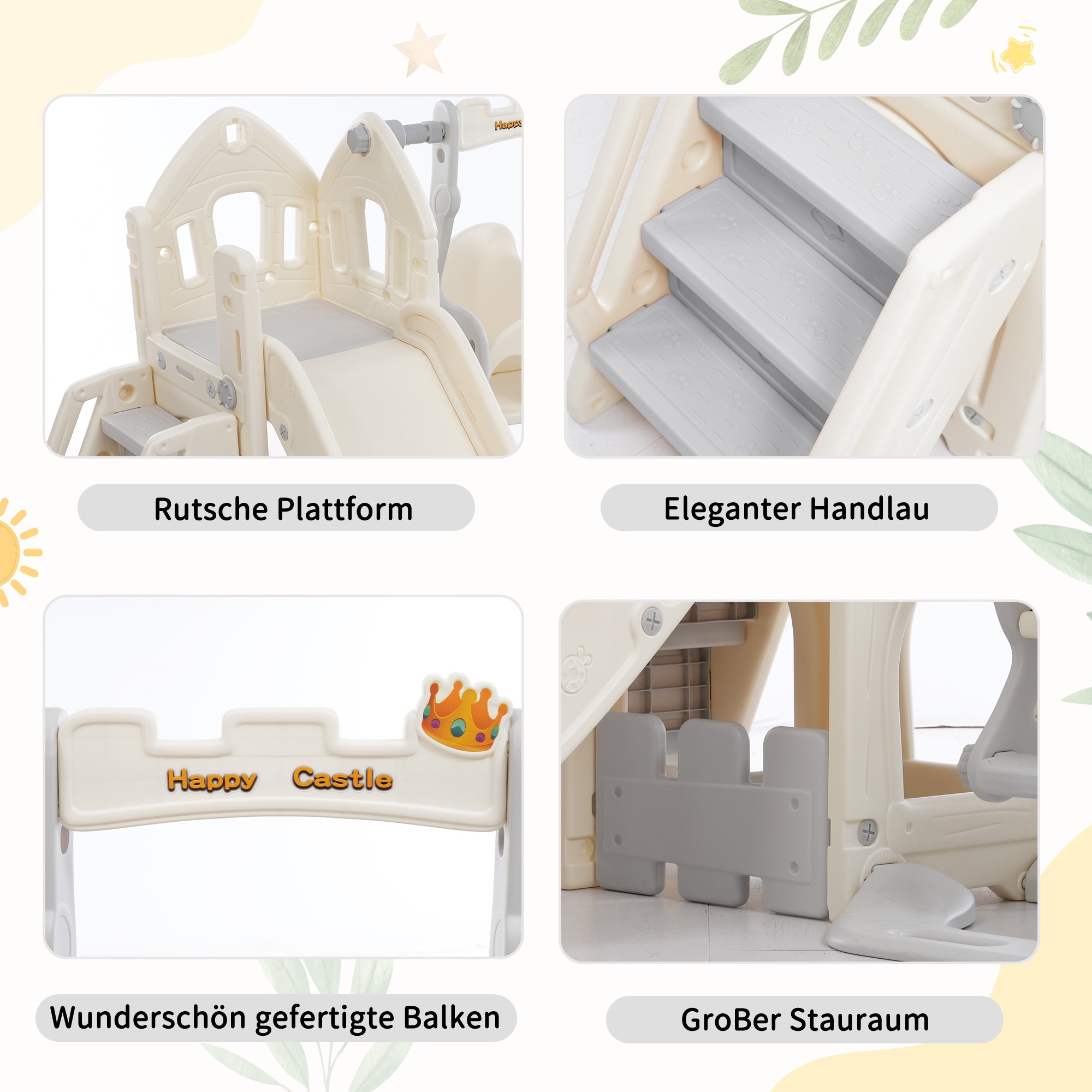 Children's Slide Set with Swing, 5-in-1, Climbing, Storage, Basketball Frame, Indoor