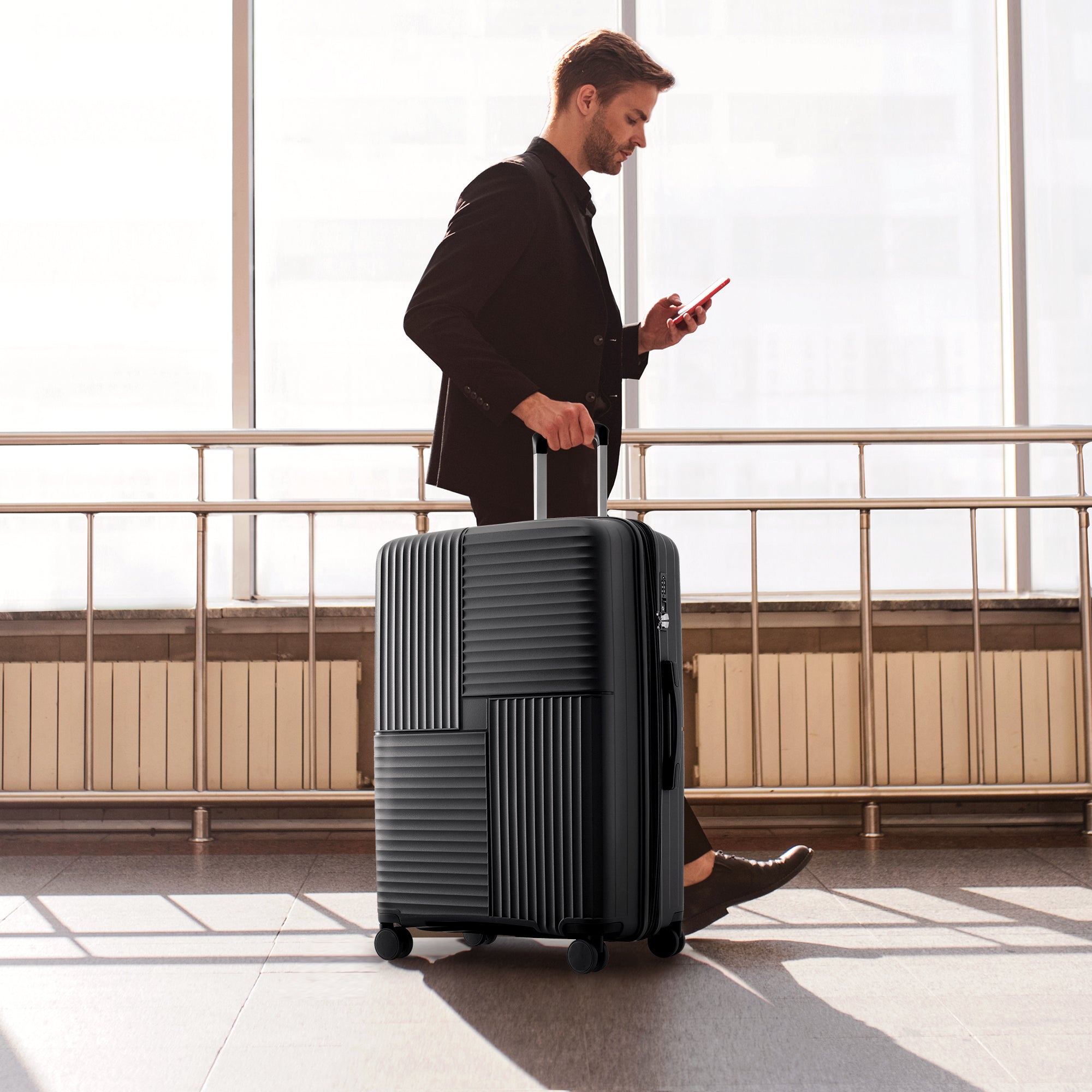 M-L-XL Luggage Set, Lightweight, Durable, Universal Double Wheels, TSA Lock, Black