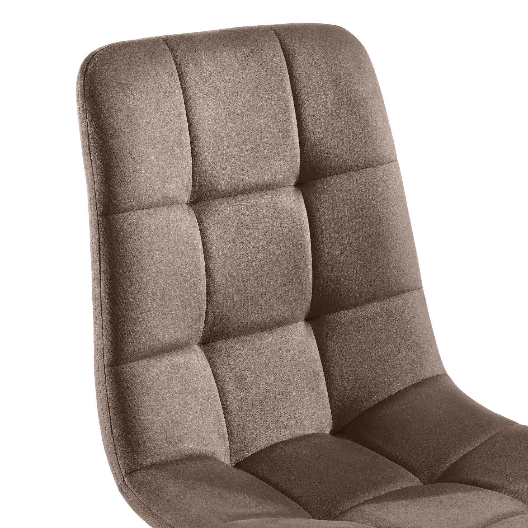 Dining Set, 117x68cm with 4 Chairs, Brown Velvet & Golden Legs