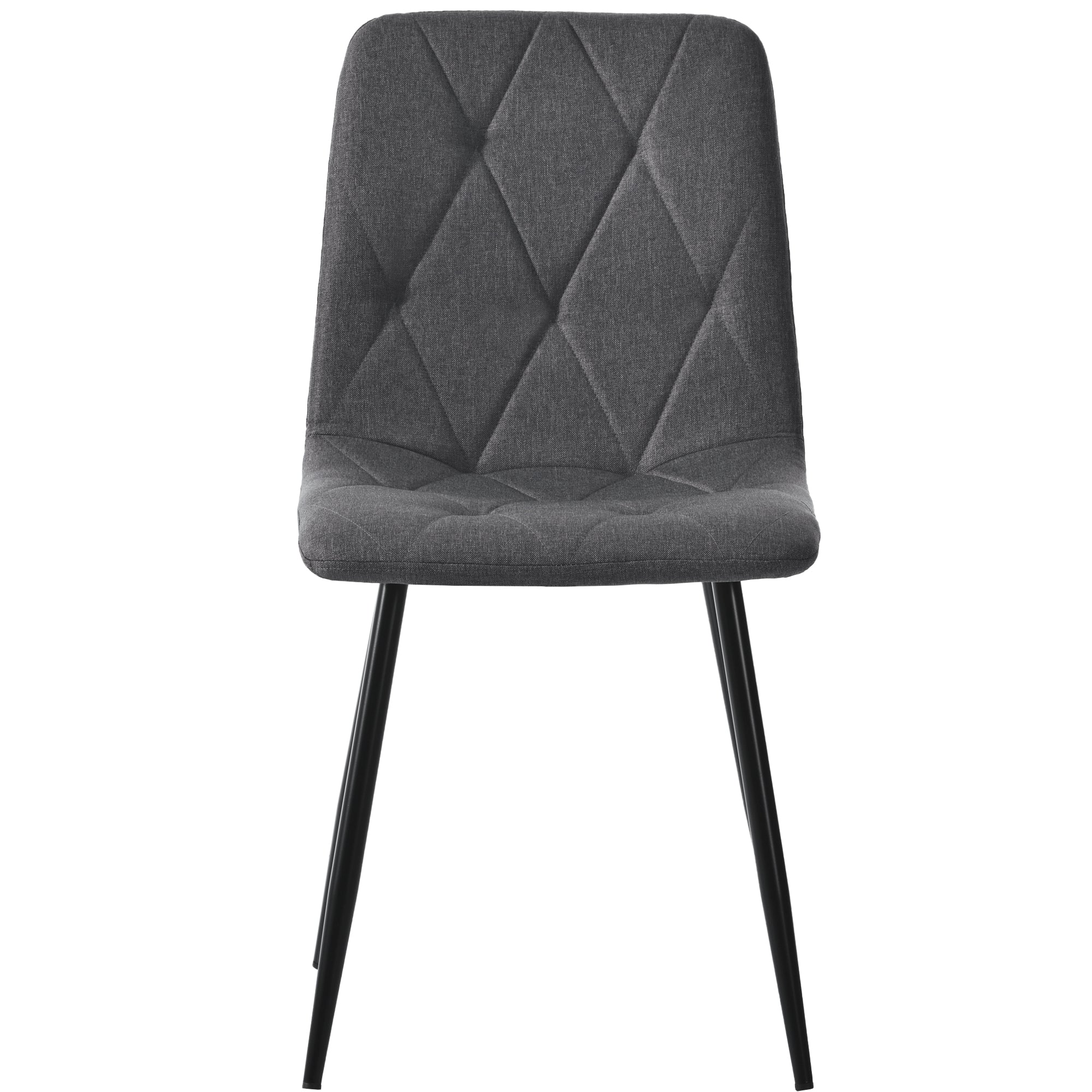 Dining Chairs (4-pcs) Upholstered with Backrest, Twill Linen, Dark Grey
