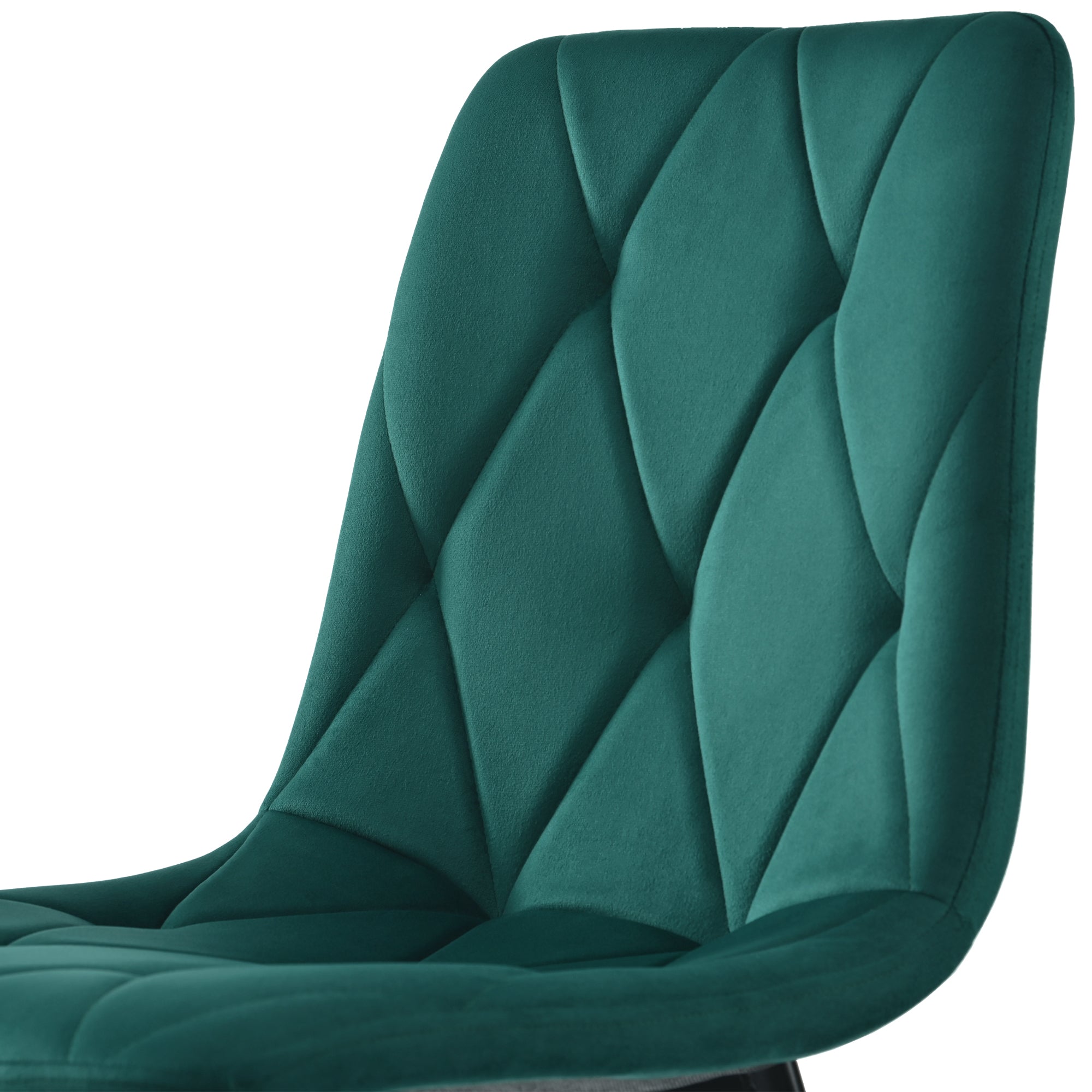 Set of 4 Dining Chairs Upholstered Designer Twill Velvet Dark Green