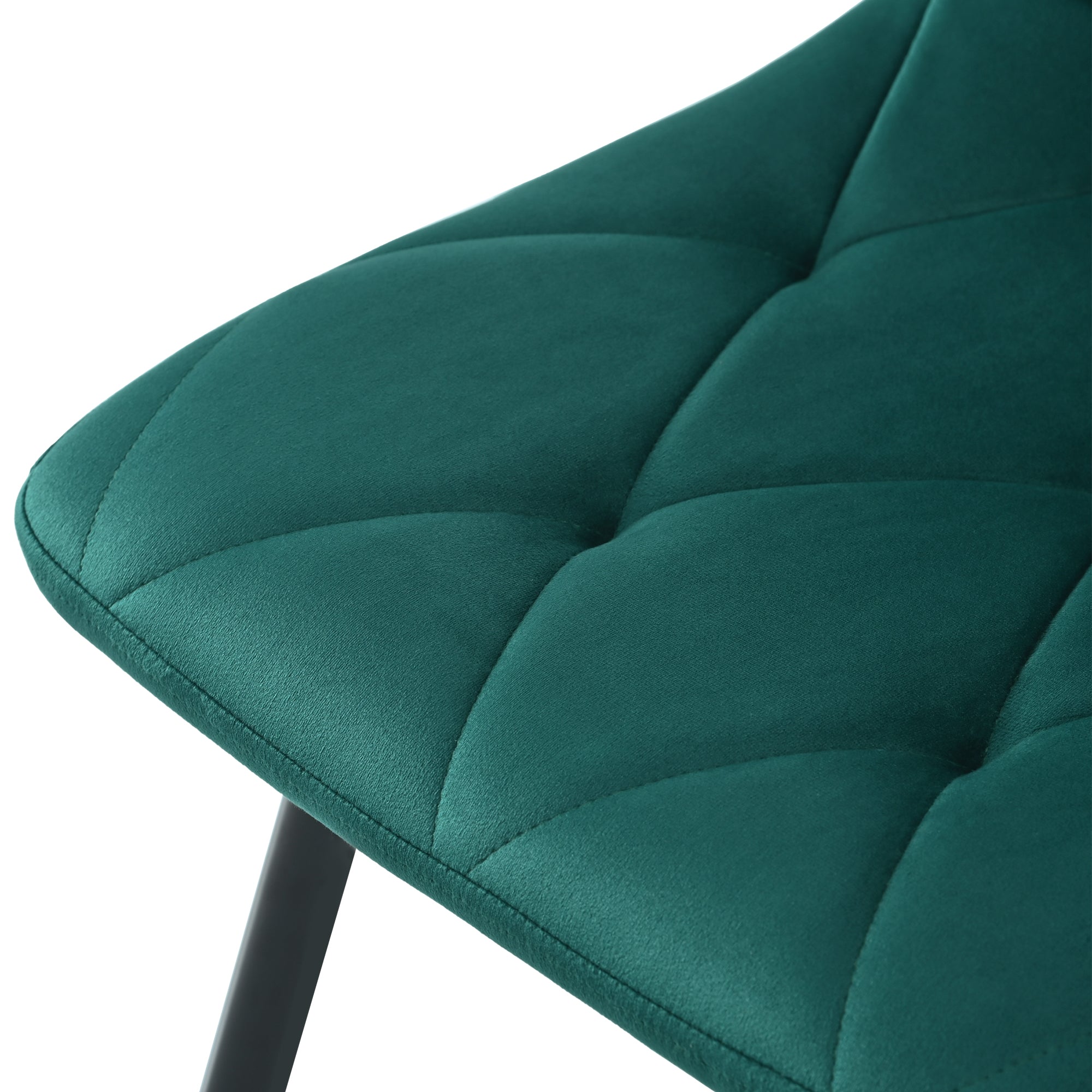 Dining Chair (Set of 4), Upholstered Design with Backrest, Dark Green Velvet