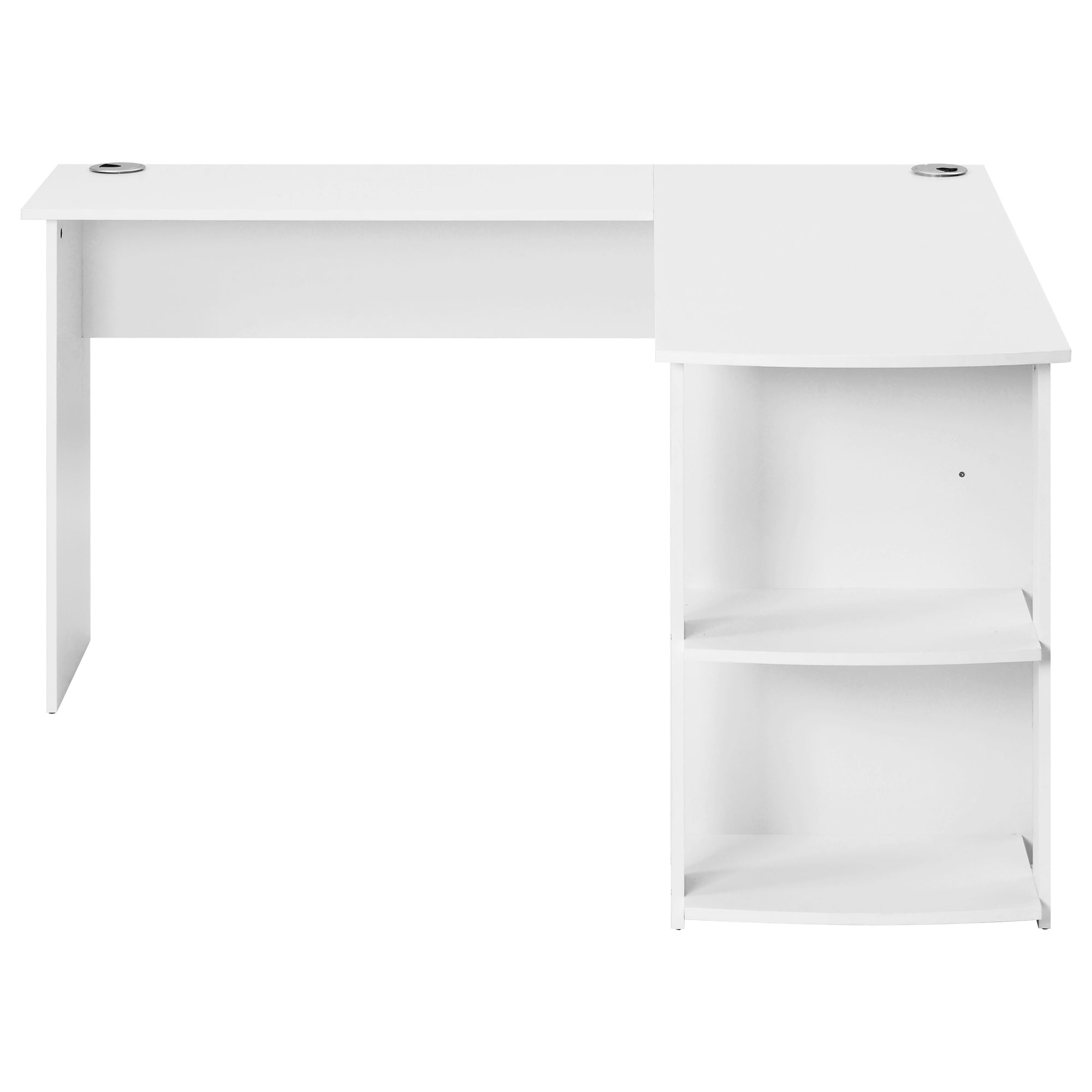 Corner Desk 140cm L-shaped with 2 Shelves, White
