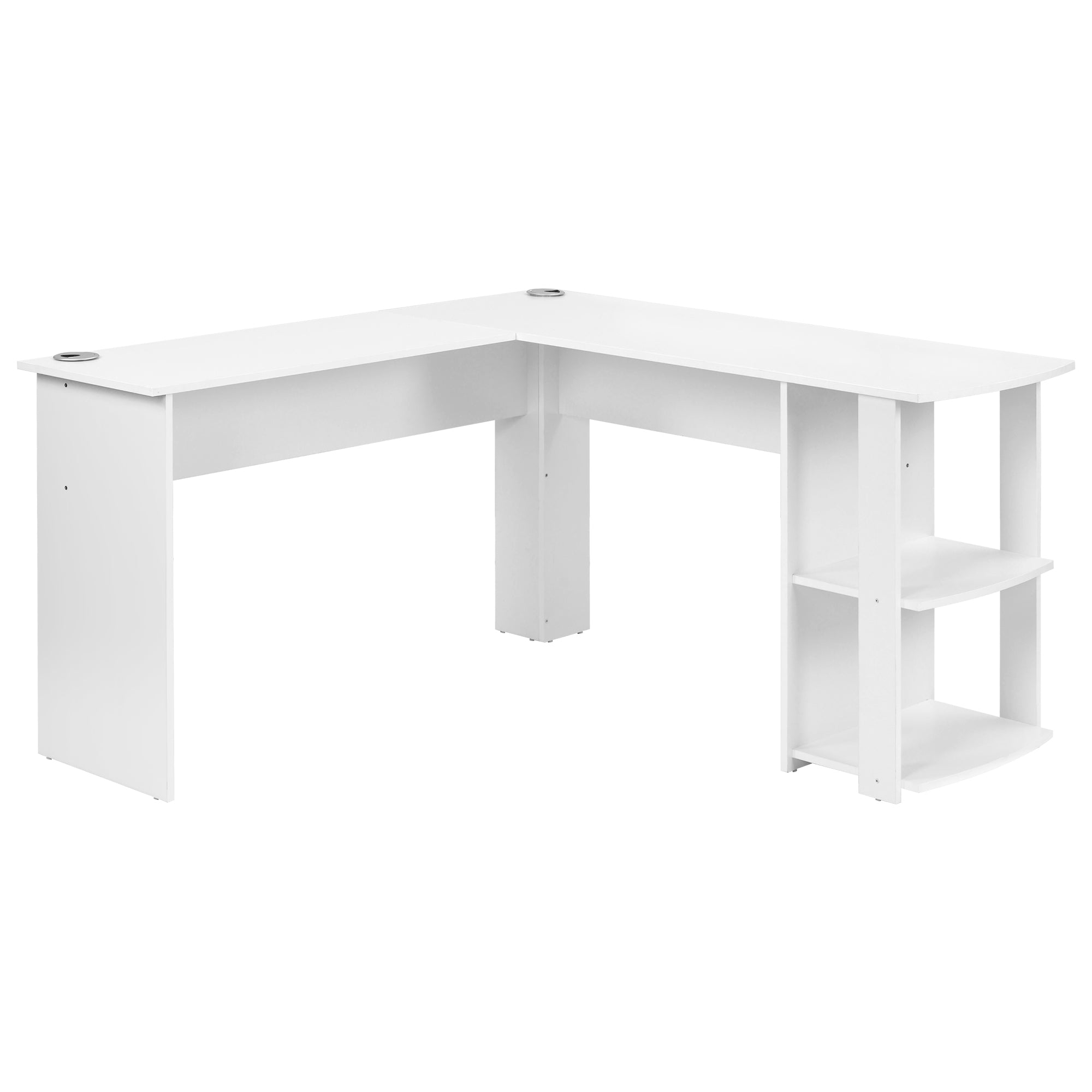 Corner Desk 140cm L-shaped with 2 Shelves, White