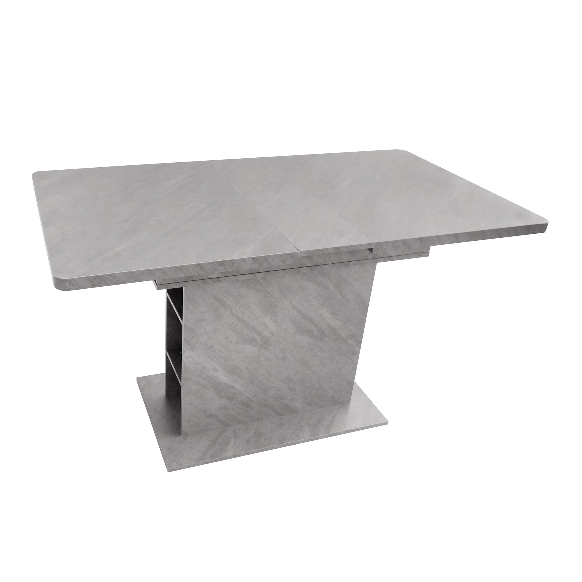 Extendable Dining Table Rectangular Storage Iron - Concrete Look