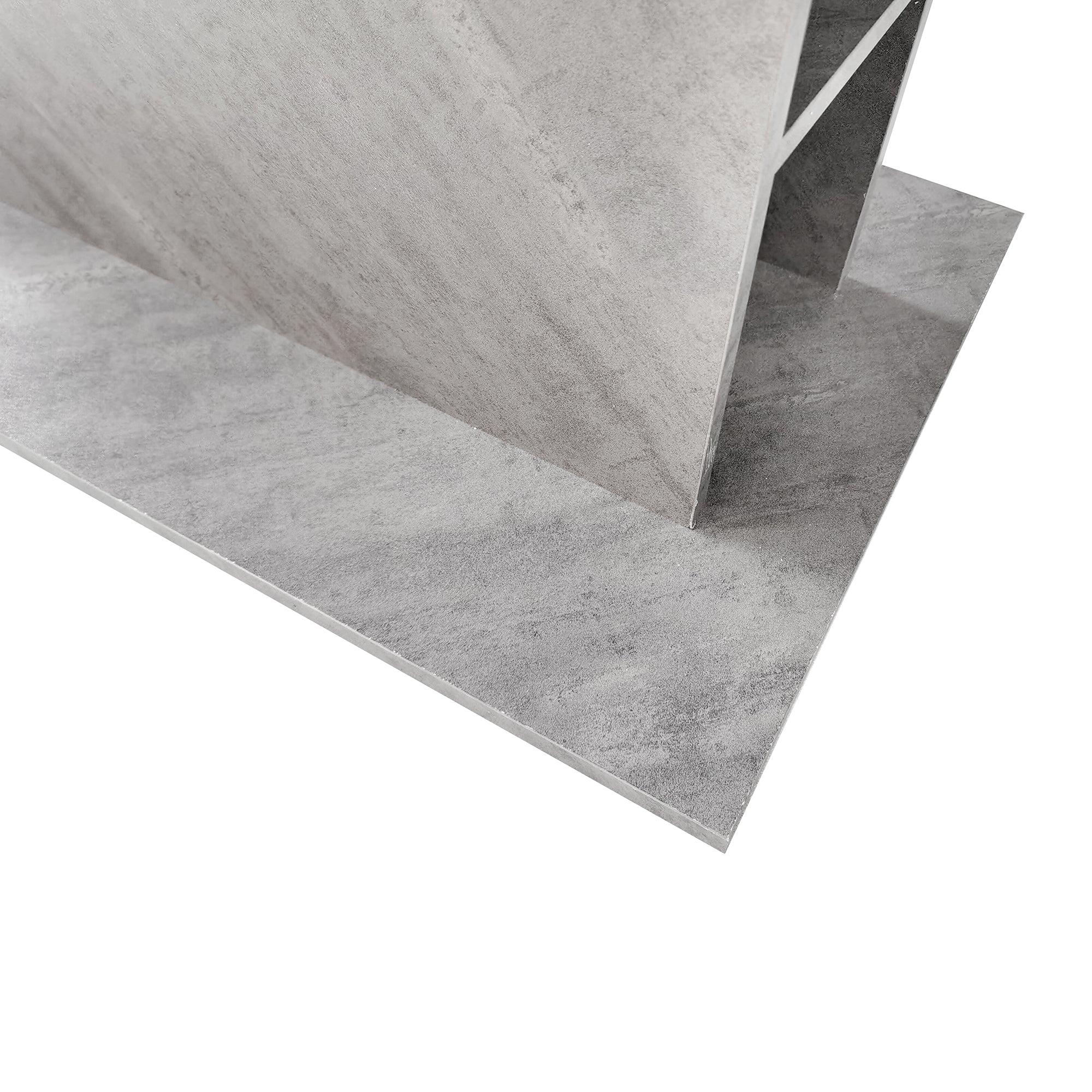 Extendable Dining Table Rectangular Storage Iron - Concrete Look