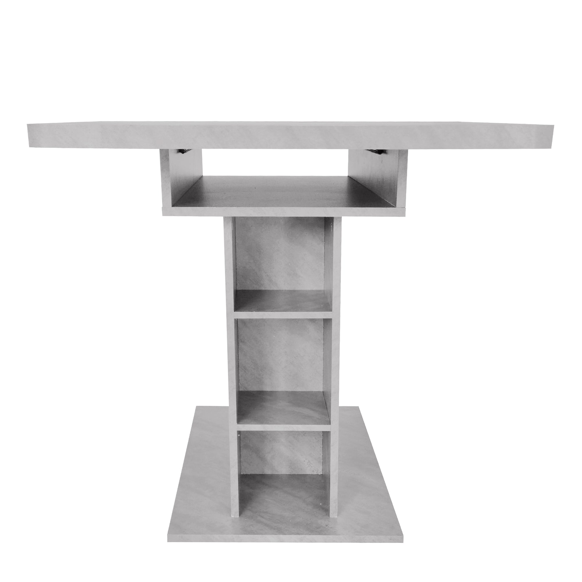 Extendable Dining Table Rectangular Storage Iron - Concrete Look