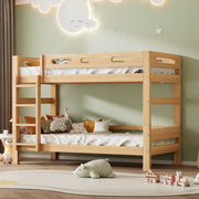 Bunk Bed 90x200cm Divisible 2 Single Beds Sturdy Pine Frame, Natural