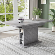 Extendable Dining Table Rectangular Storage Iron - Concrete Look