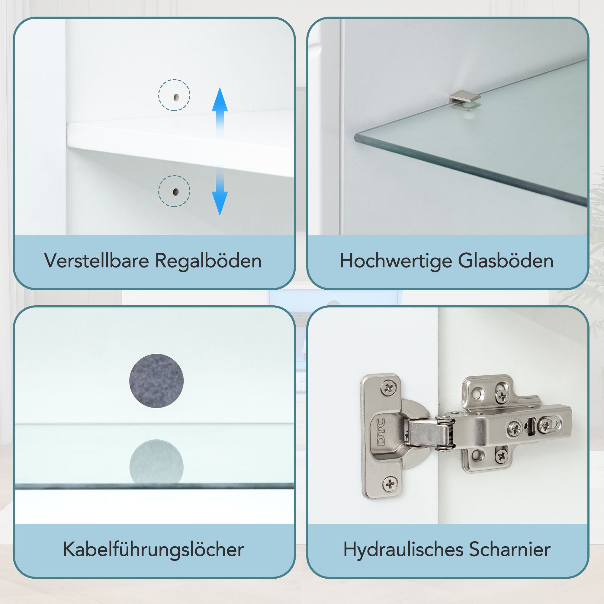 TV Stand, Frosted White, 1.6m, Adjustable Glass Shelf, 70-inch Space