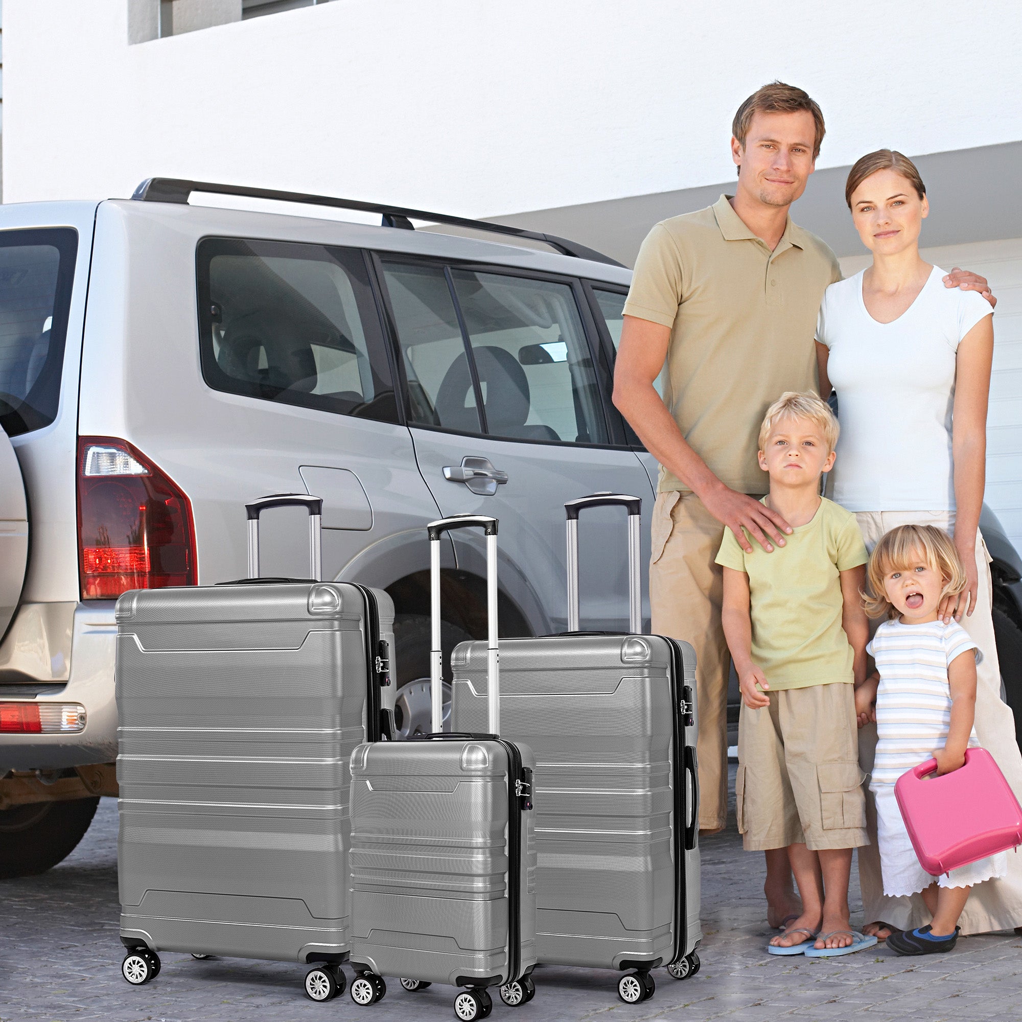 Hard-shell Carry-on Luggage 3-Piece Set, Expandable TSA Lock Universal Wheel