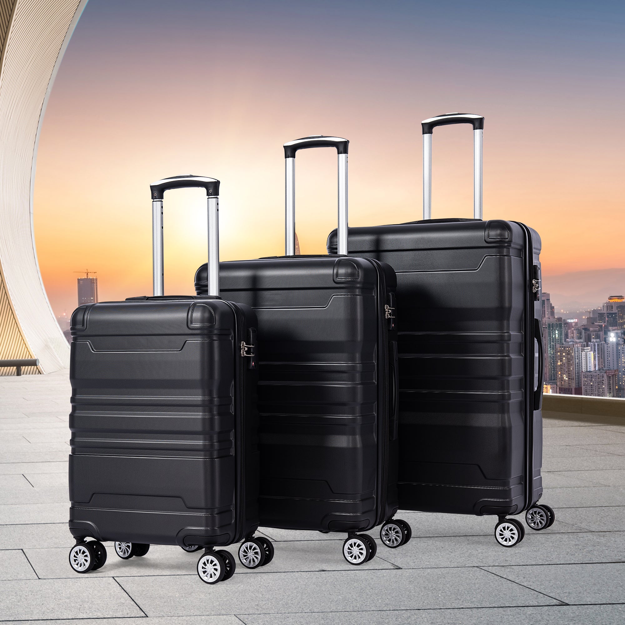 Hard-Shell Luggage 3-Piece Set TSA Lock Universal Wheel Expandable Carry-on