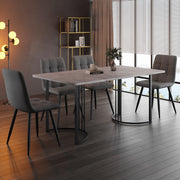 5-Piece Dining Set Modern 140x80cm Table & 4 Chairs Grey MDF Dark Grey Linen