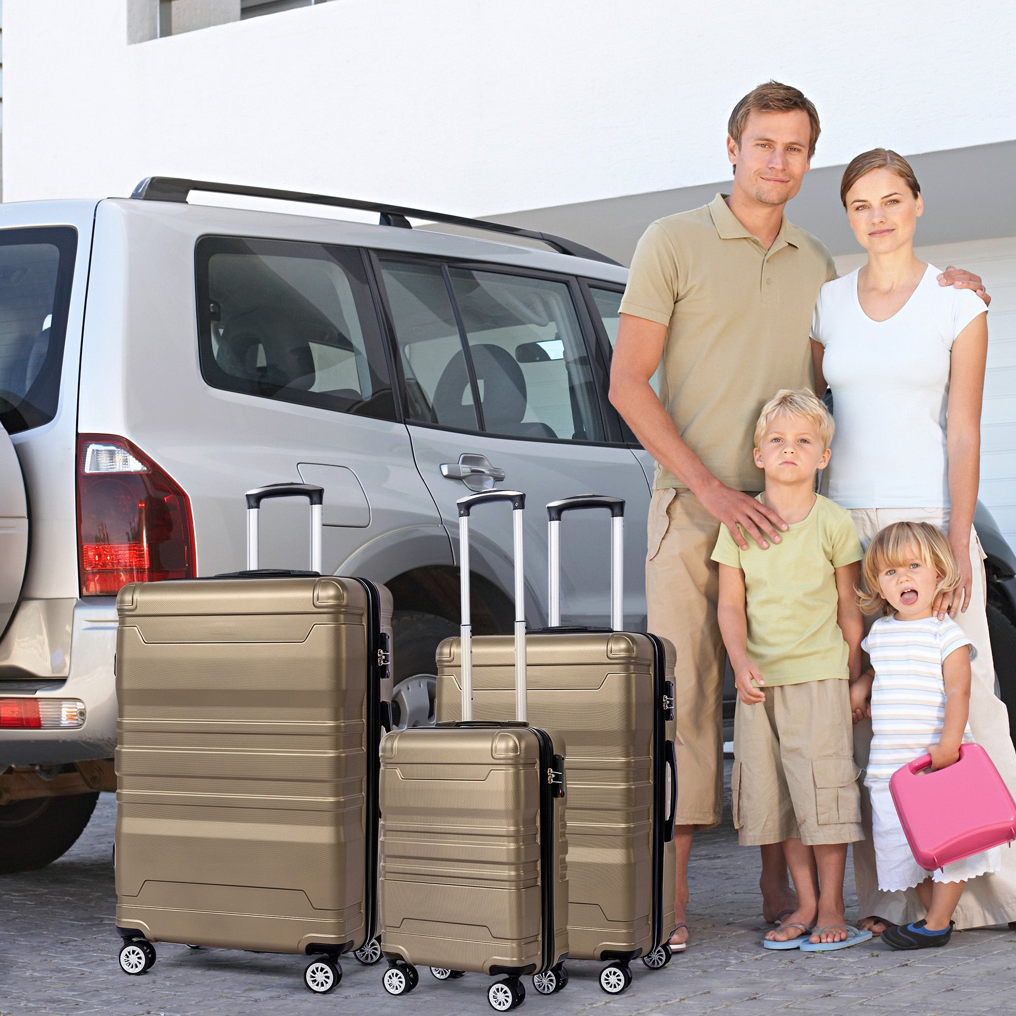 Hard Shell Luggage, TSA Lock Universal Wheel Expandable Side Handle, 3-Piece Set