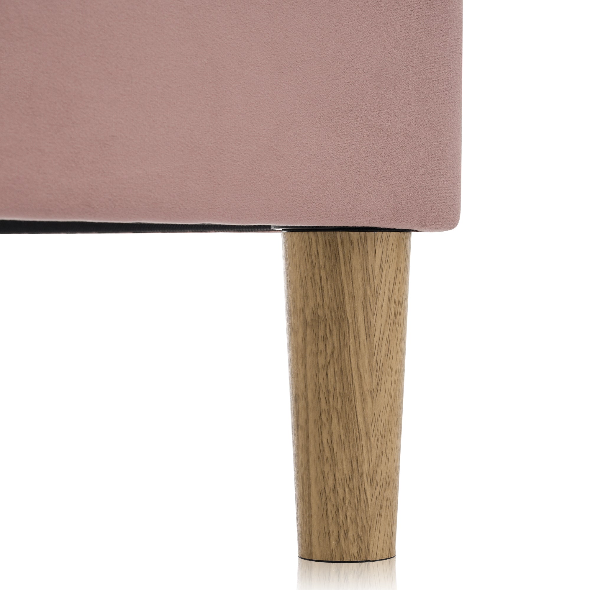 Upholstered Bed, LED Single, Adjustable Headboard, Pink Velvet