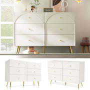 Sideboard Cabinet, 6-Drawer Chest, Living Room Storage, Cream White