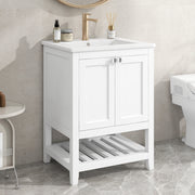 Single Vanity Unit 60cm Base Cabinet with Ceramic Washbasin White