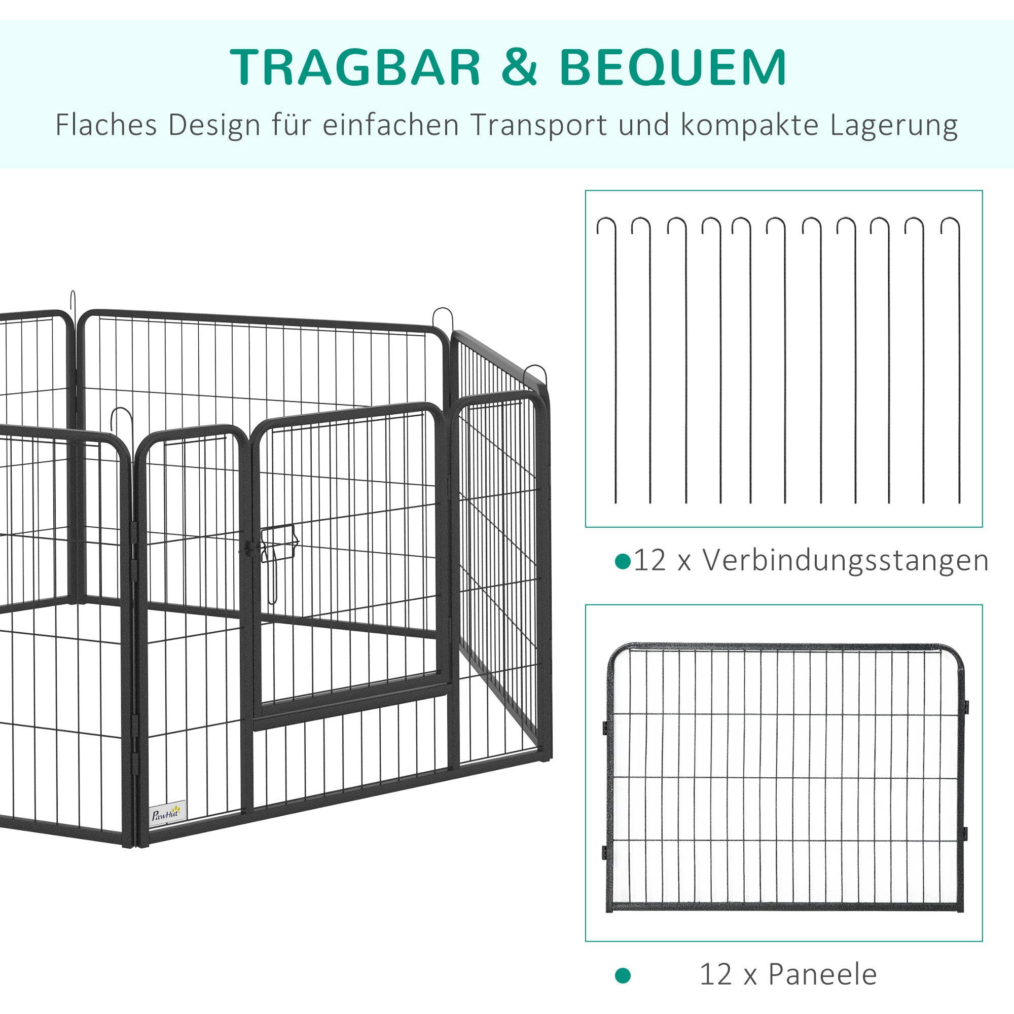 Outdoor Playpen Puppy Run 60cm High 12 Panels Steel Black