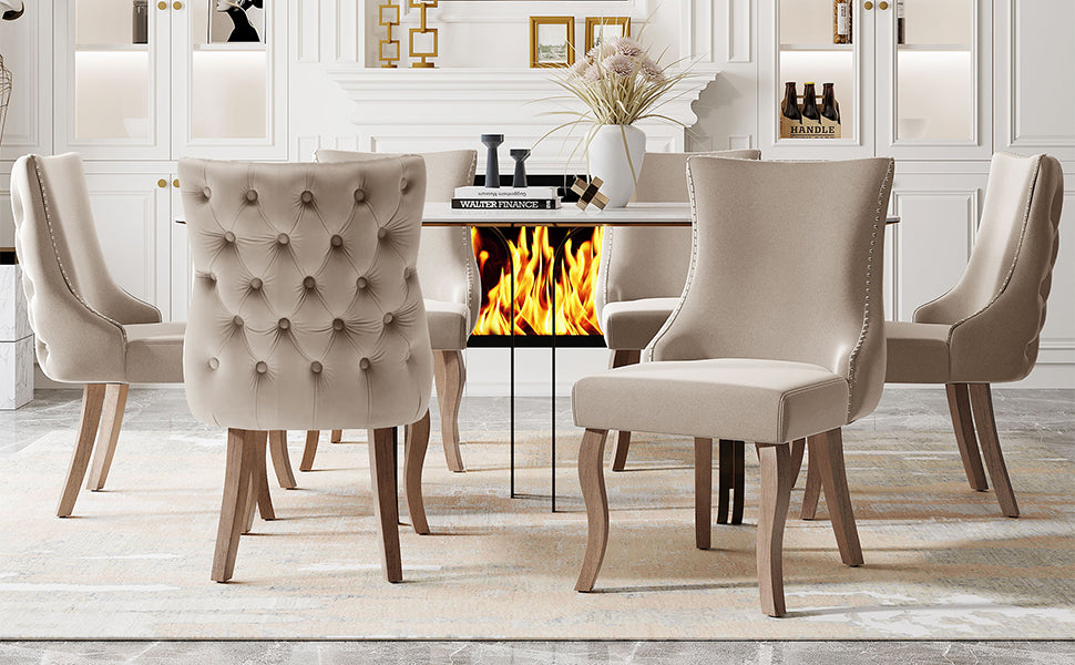 Dining Room Chair (set of 6), Button Tufted Velvet