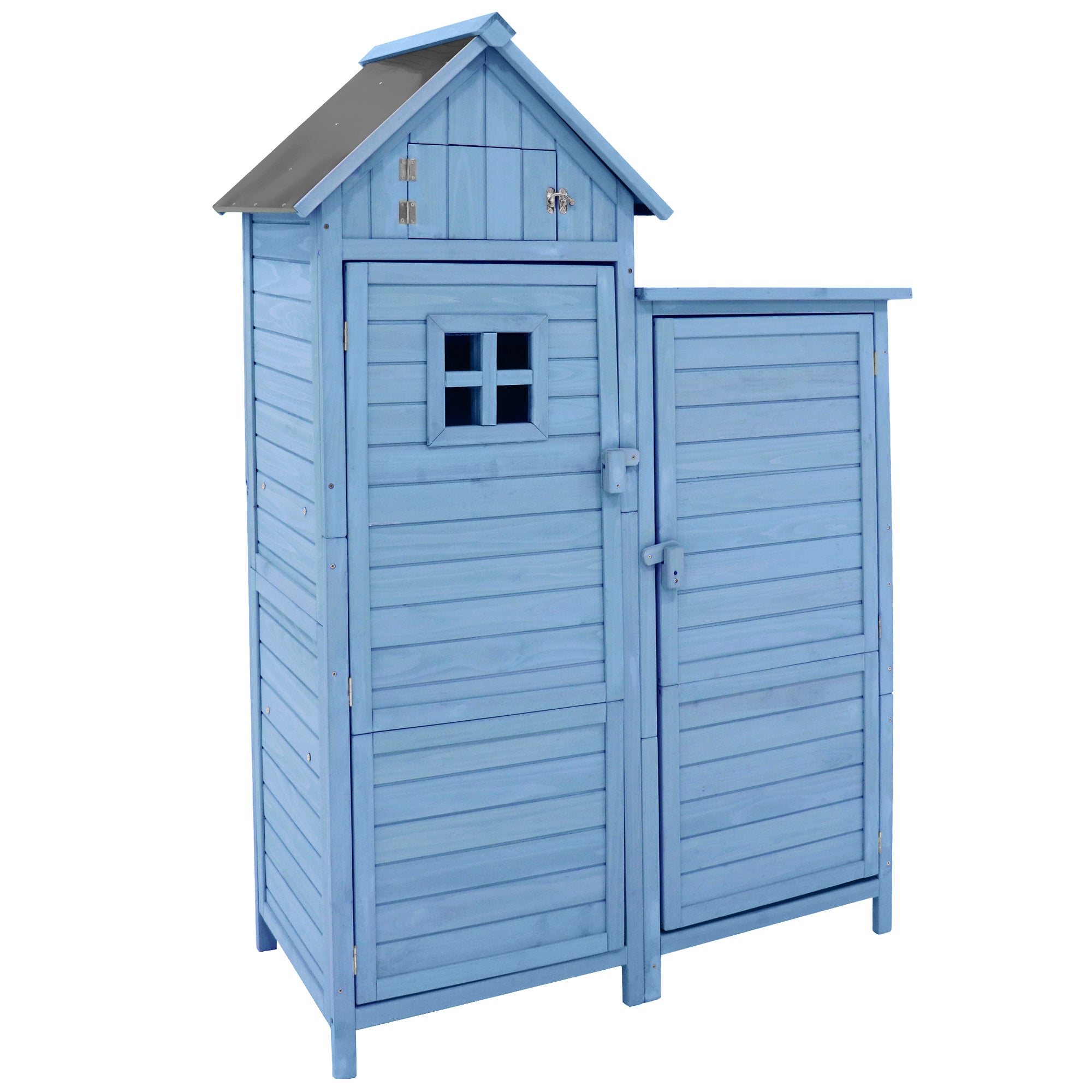 Garden Tool Shed Weatherproof Wood Storage Cabinet 118x54x173cm, Blue