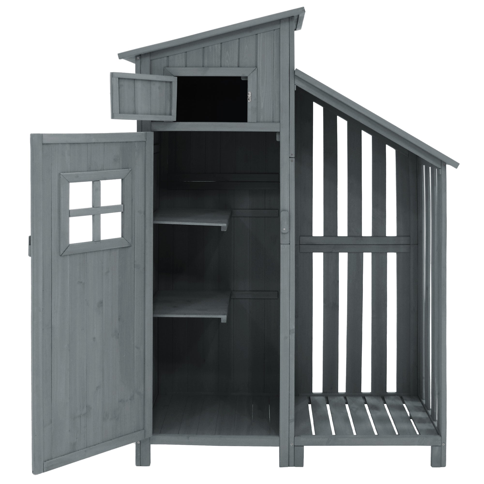Garden Shed Storage Cabinet Wooden for Small Gardens Grey